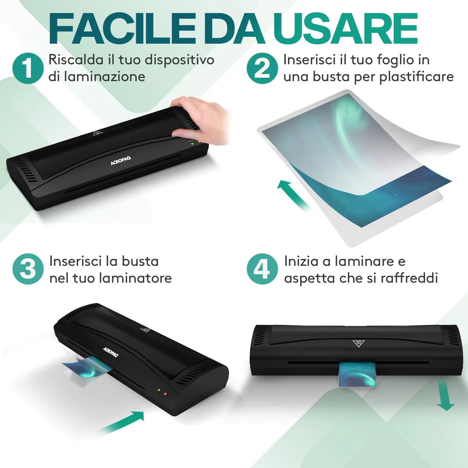 Acropaq Fogli Plastificatrice A8, 100 micron, Lucido, 100 pezzi - 18017 - immagine 6