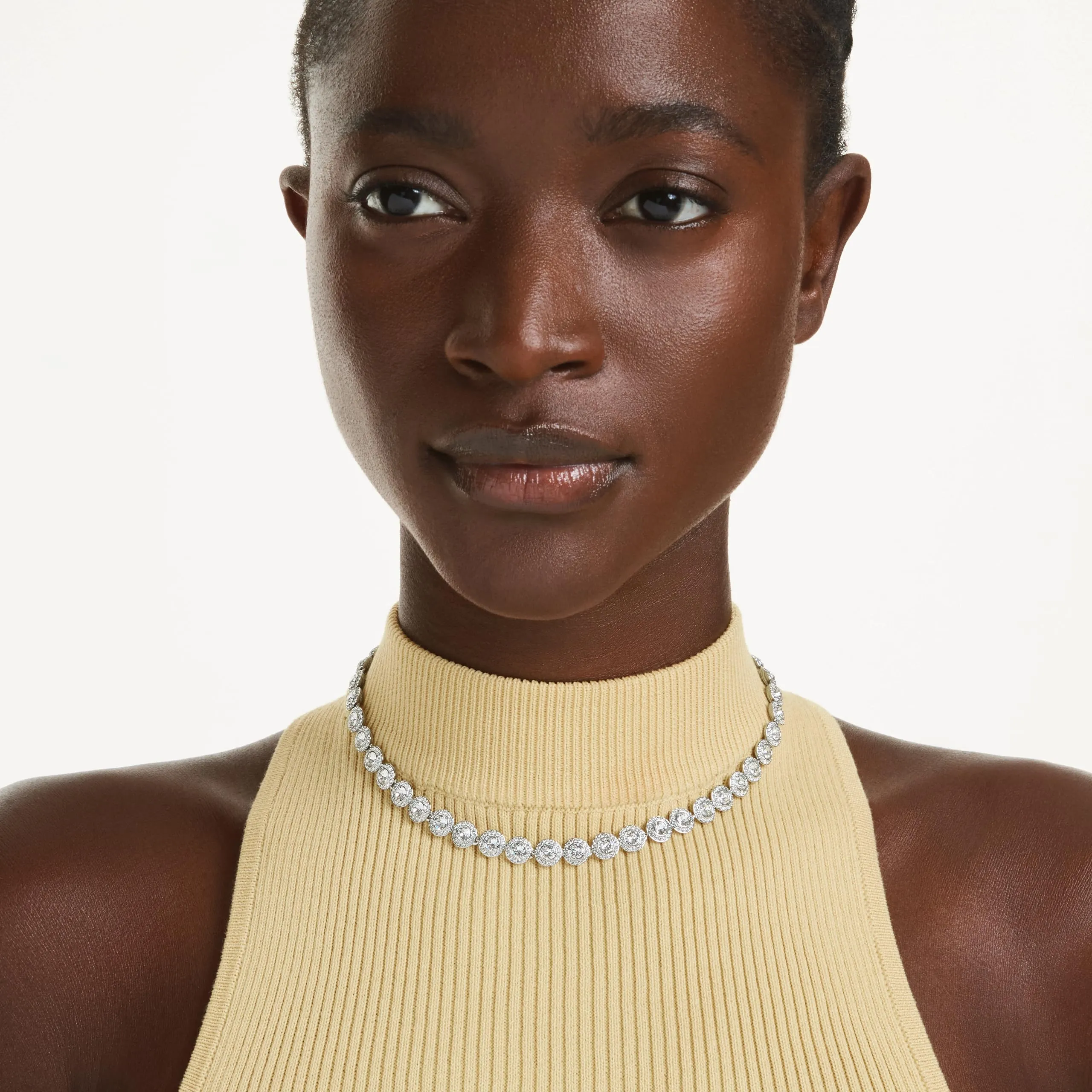 Swarovski Una Angelic Tennis Necklace, Round Cut, Medium, White, Rhodium Plated - immagine 5