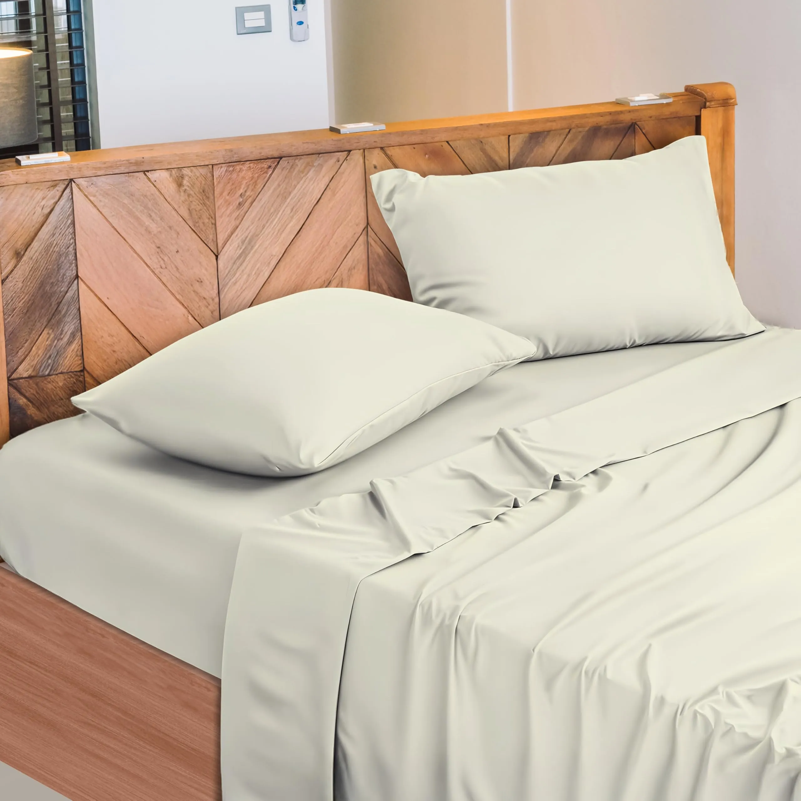 Narciso Lenzuola Matrimoniali 100% Cotone Made in Italy, Completo Letto Matrimoniale con Lenzuolo Sotto 180x200, Lenzuolo Sopra 240x290 e 2 Federe 50x80cm (Panna) - immagine 1