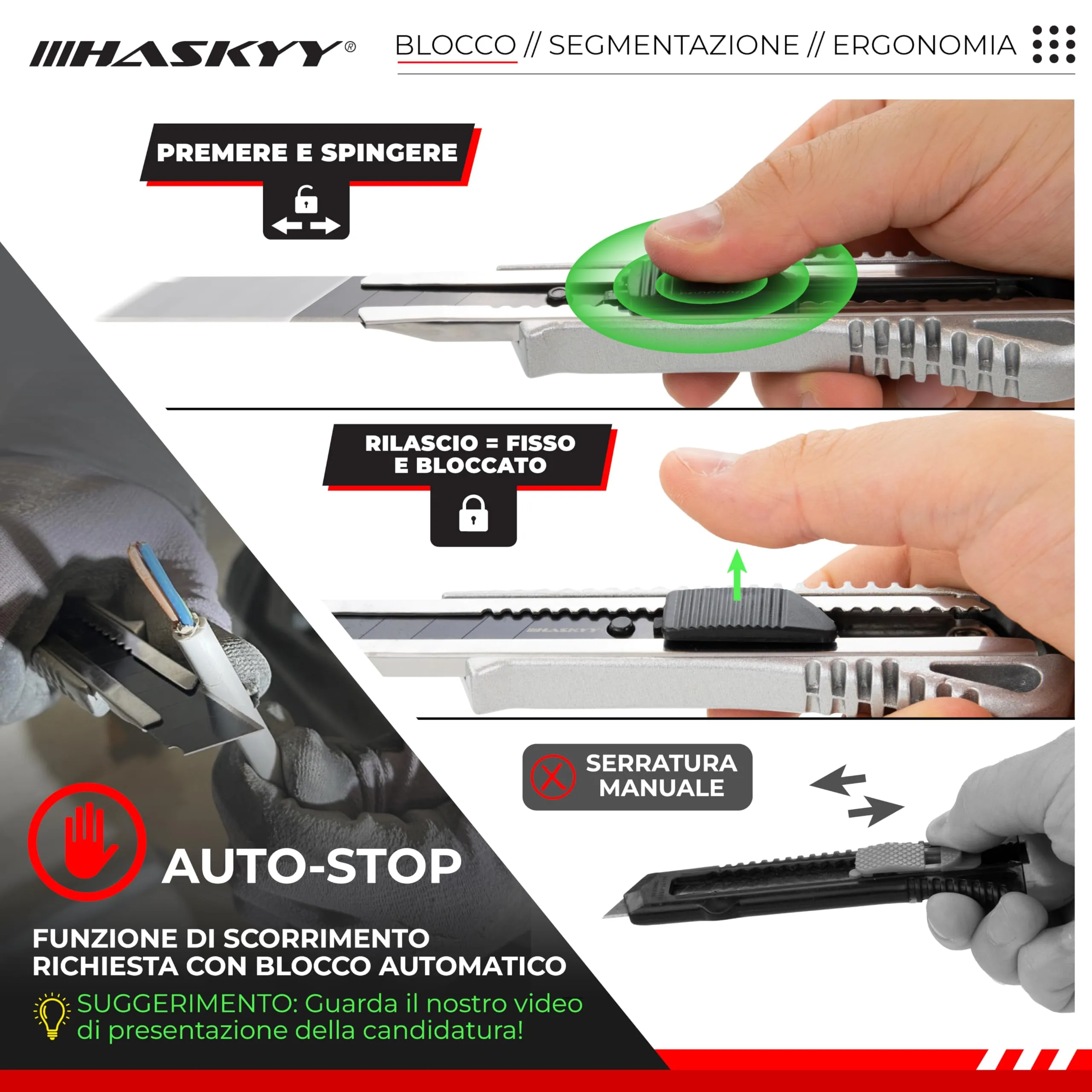 HASKYY Taglierino Professionale 18mm Lama SK5 Premium - immagine 2