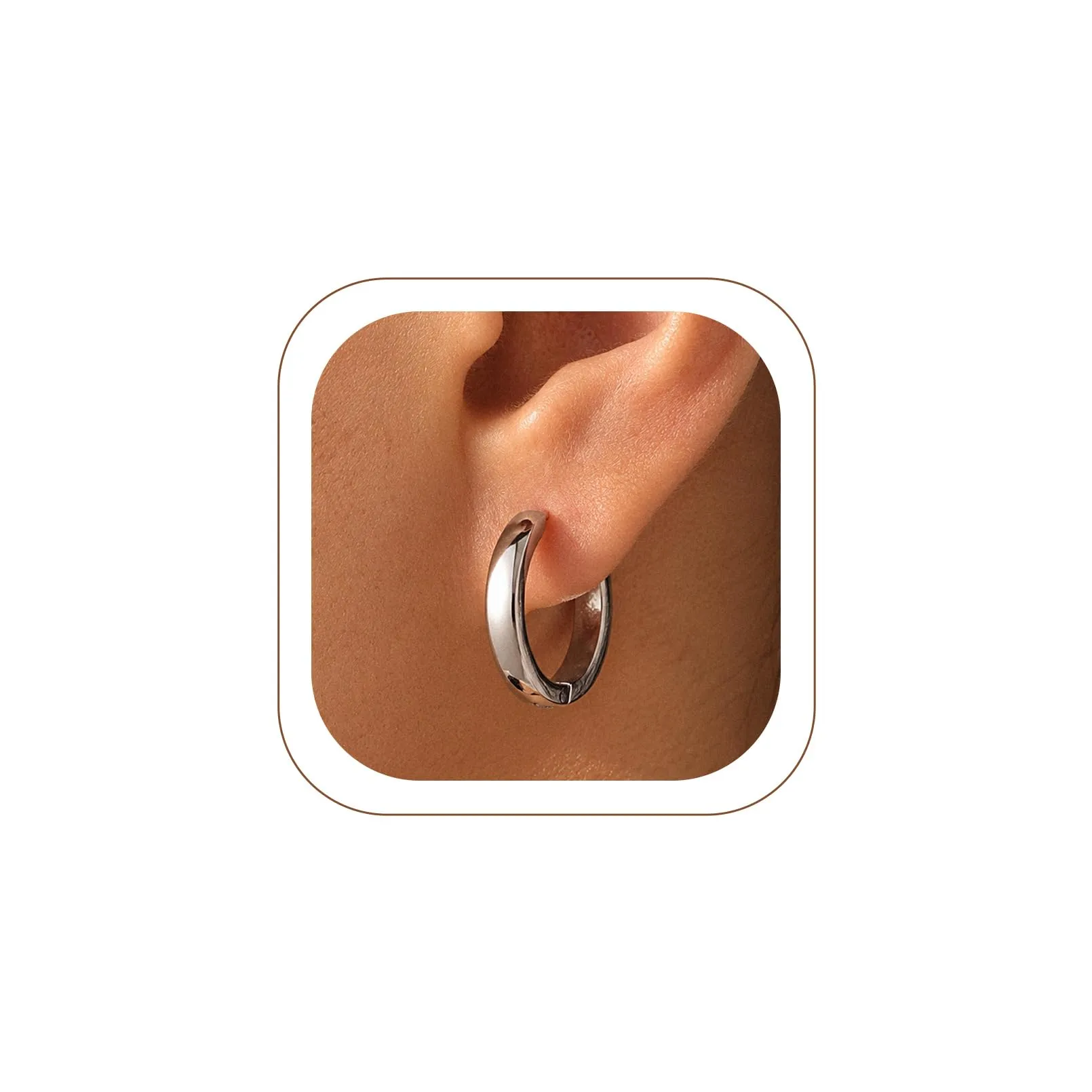 U7 Orecchini a Cerchio per Uomo e Donna, Acciaio Inossidabile, 16mm x 3mm - immagine 1