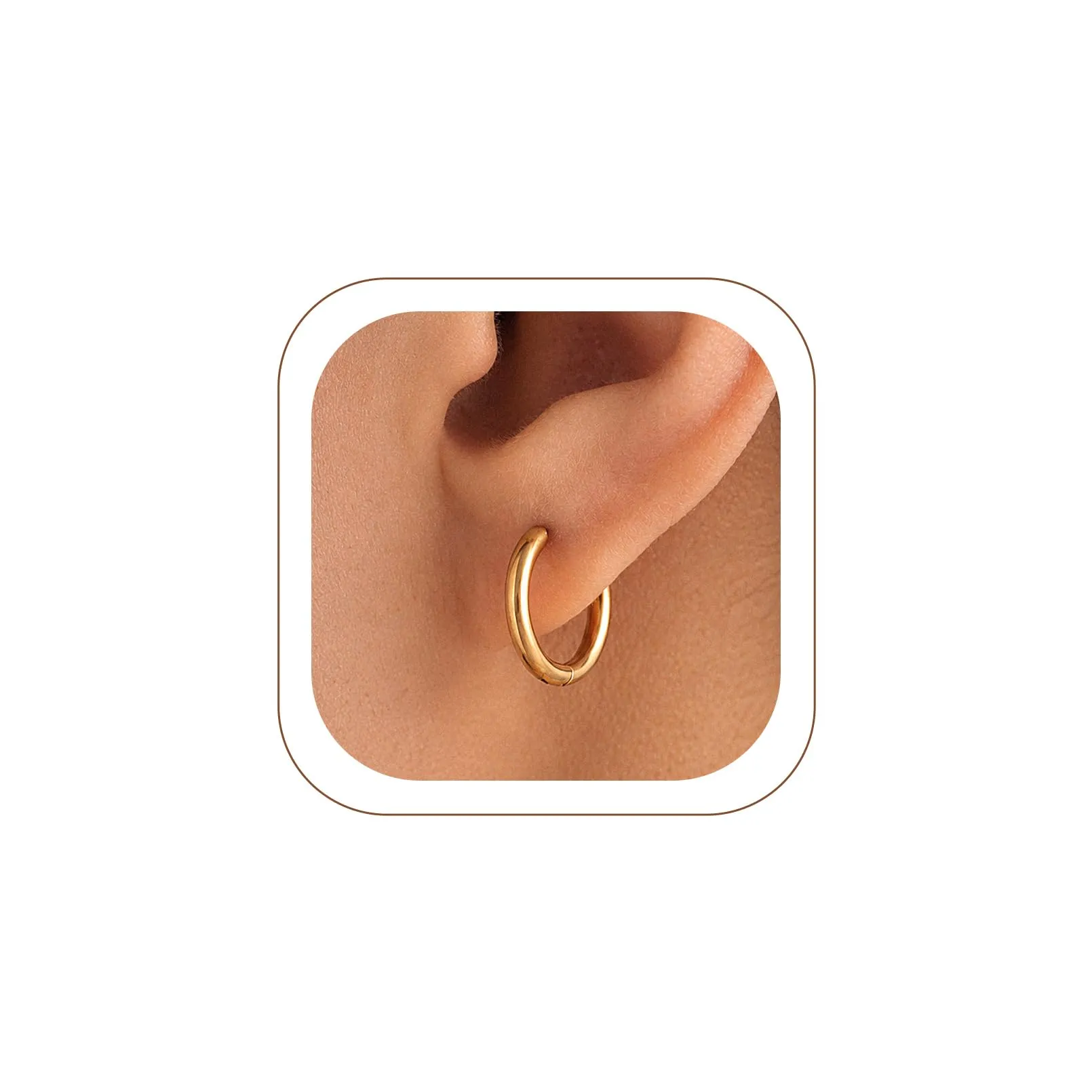 U7 Orecchini a Cerchio in Acciaio Inossidabile Oro, 10 mm x 2 mm - immagine 1