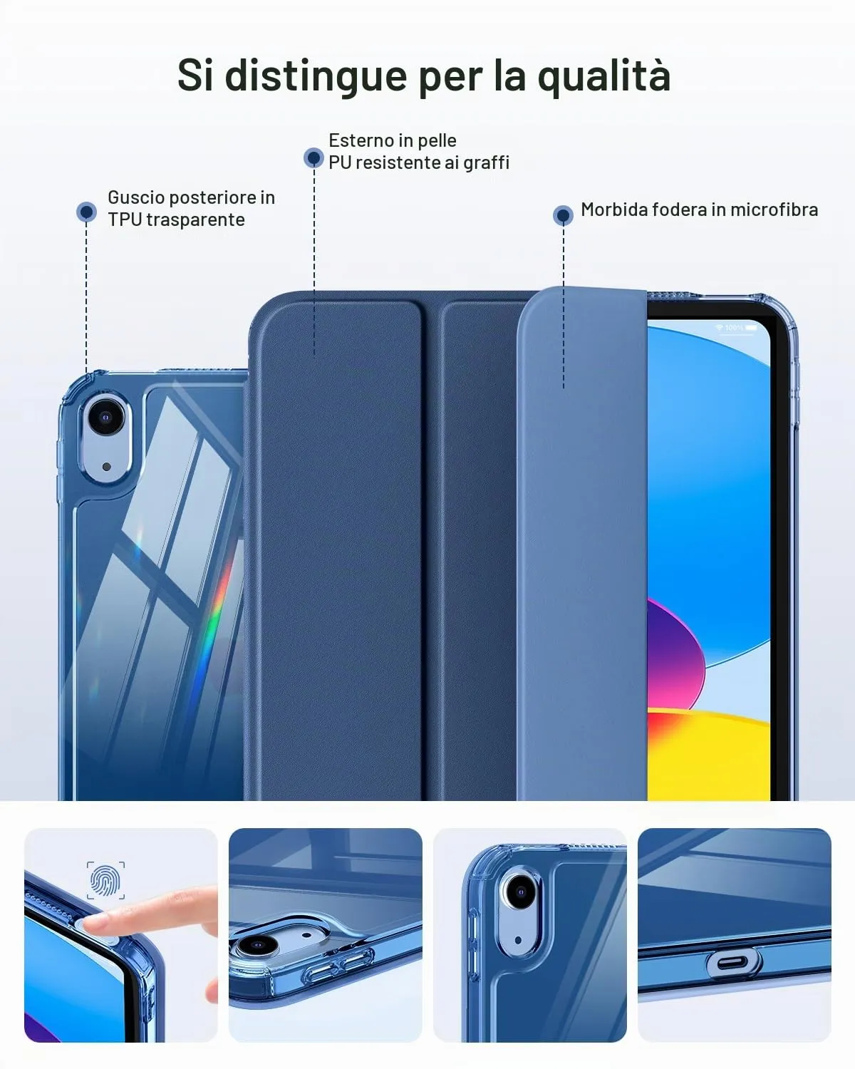 MoKo Custodia per iPad 11a Gen 11" (2025) e iPad 10a Gen 10,9" (2022), Blu Marino - immagine 6