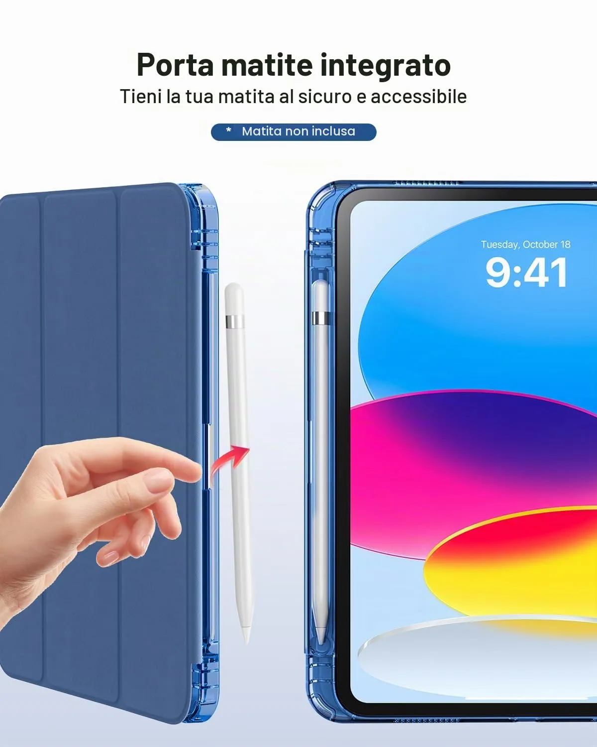 MoKo Custodia per iPad 11a Gen 11" (2025) e iPad 10a Gen 10,9" (2022), Blu Marino - immagine 8