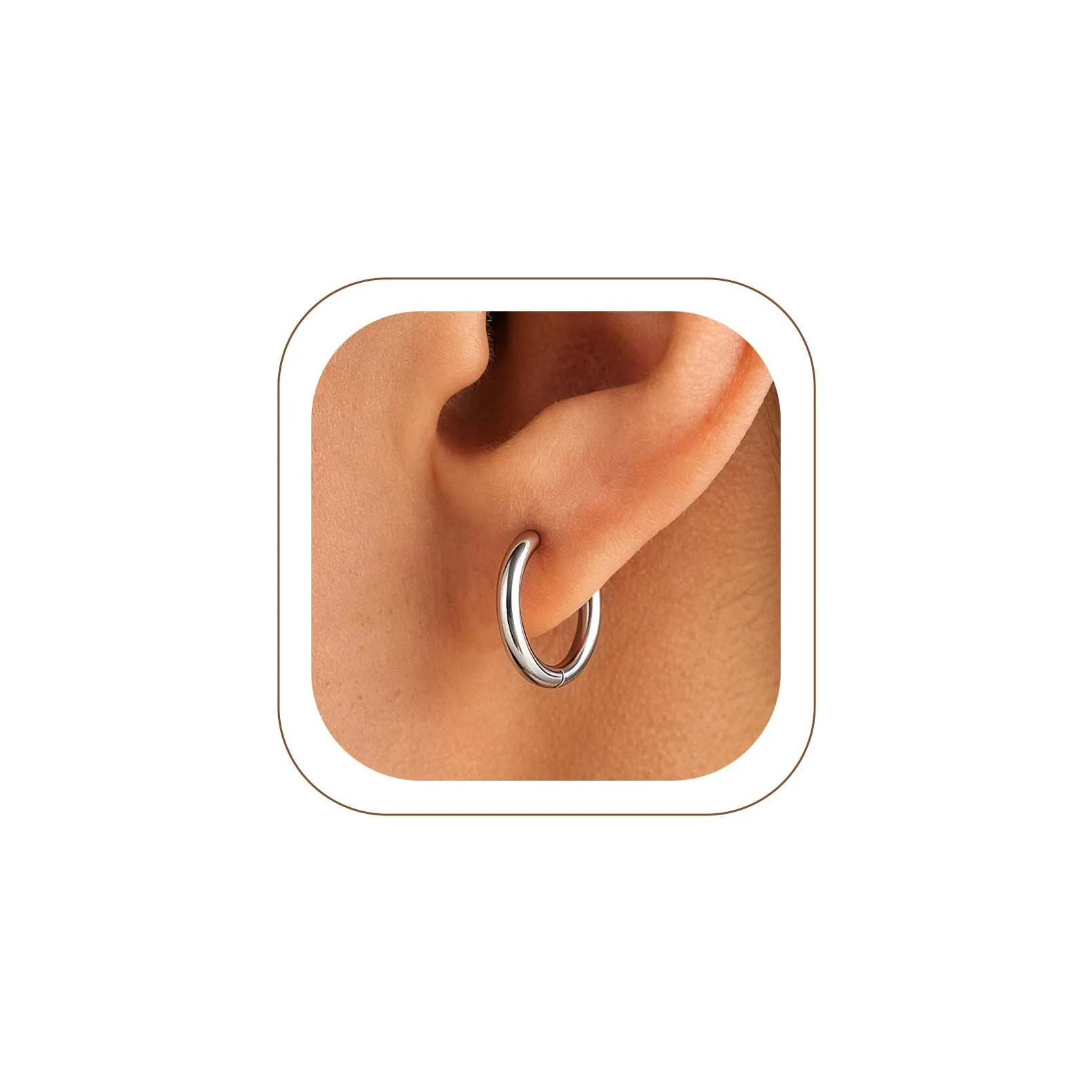 U7 Orecchini a Cerchio Donna 10 mm Acciaio Inossidabile Larghezza 2mm - immagine 1