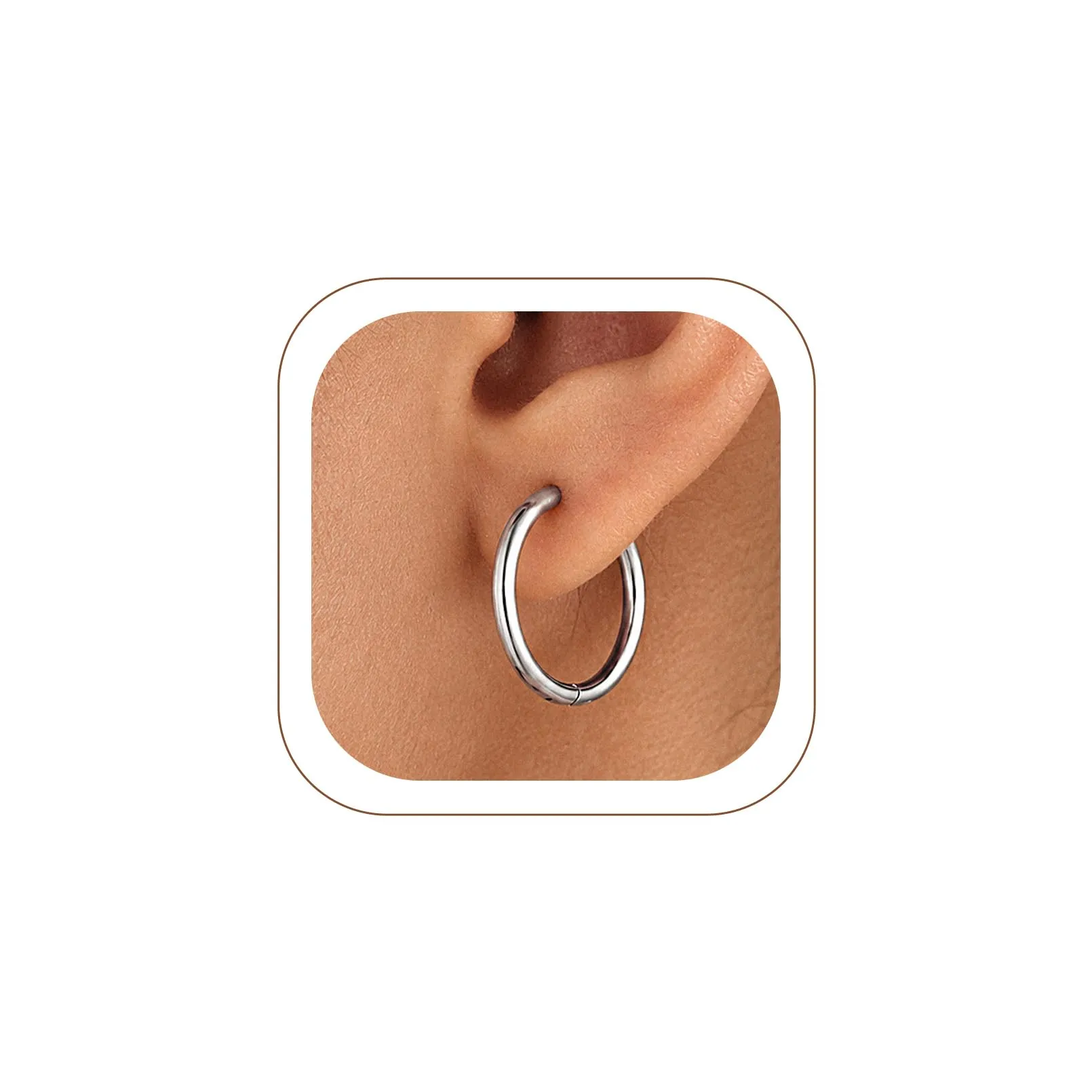 U7 Orecchini a Cerchio per Donna, 16 mm, Acciaio Inossidabile, Larghezza 2 mm - immagine 1