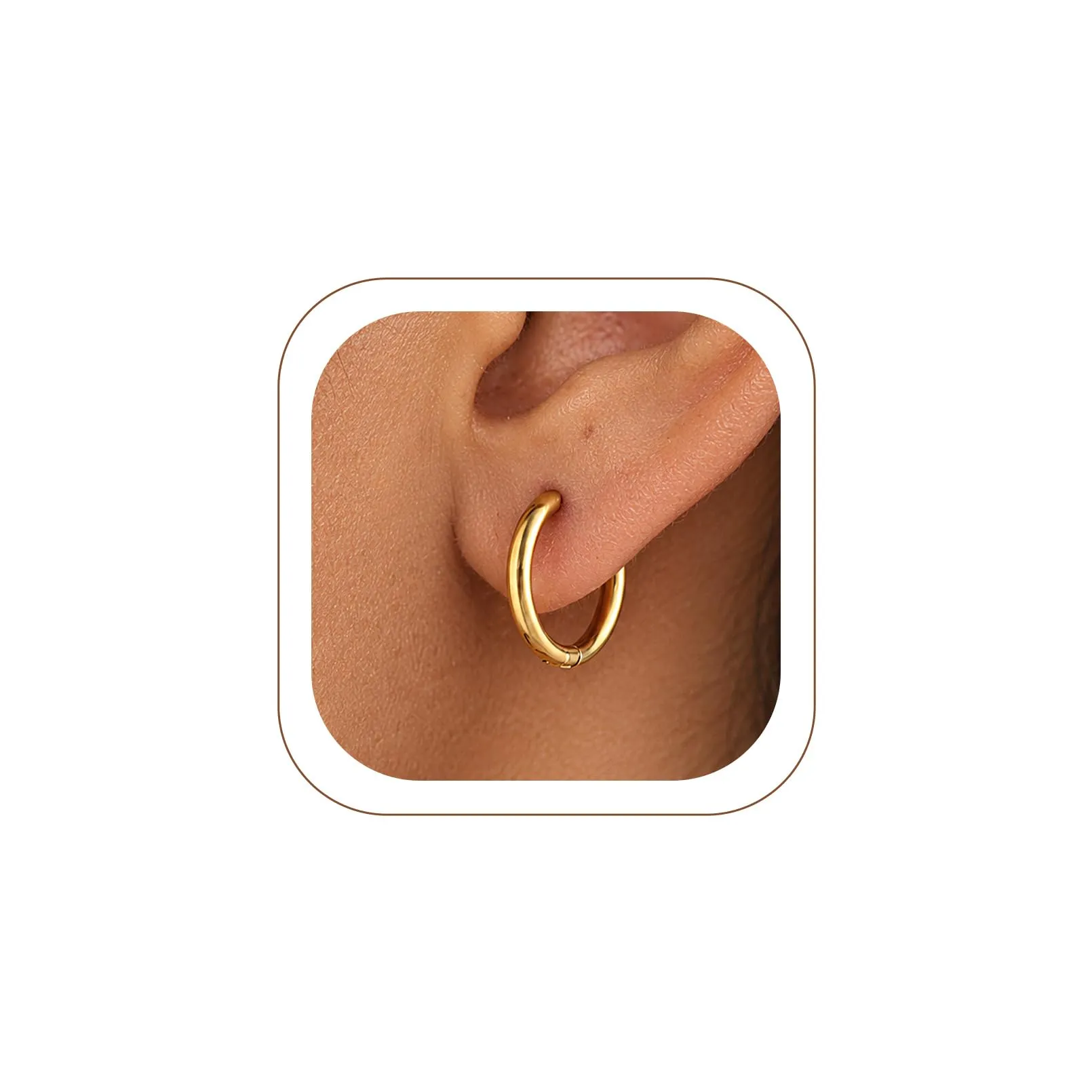 U7 Orecchini a Cerchio in Acciaio Inossidabile Oro 12mm x 3mm - immagine 1