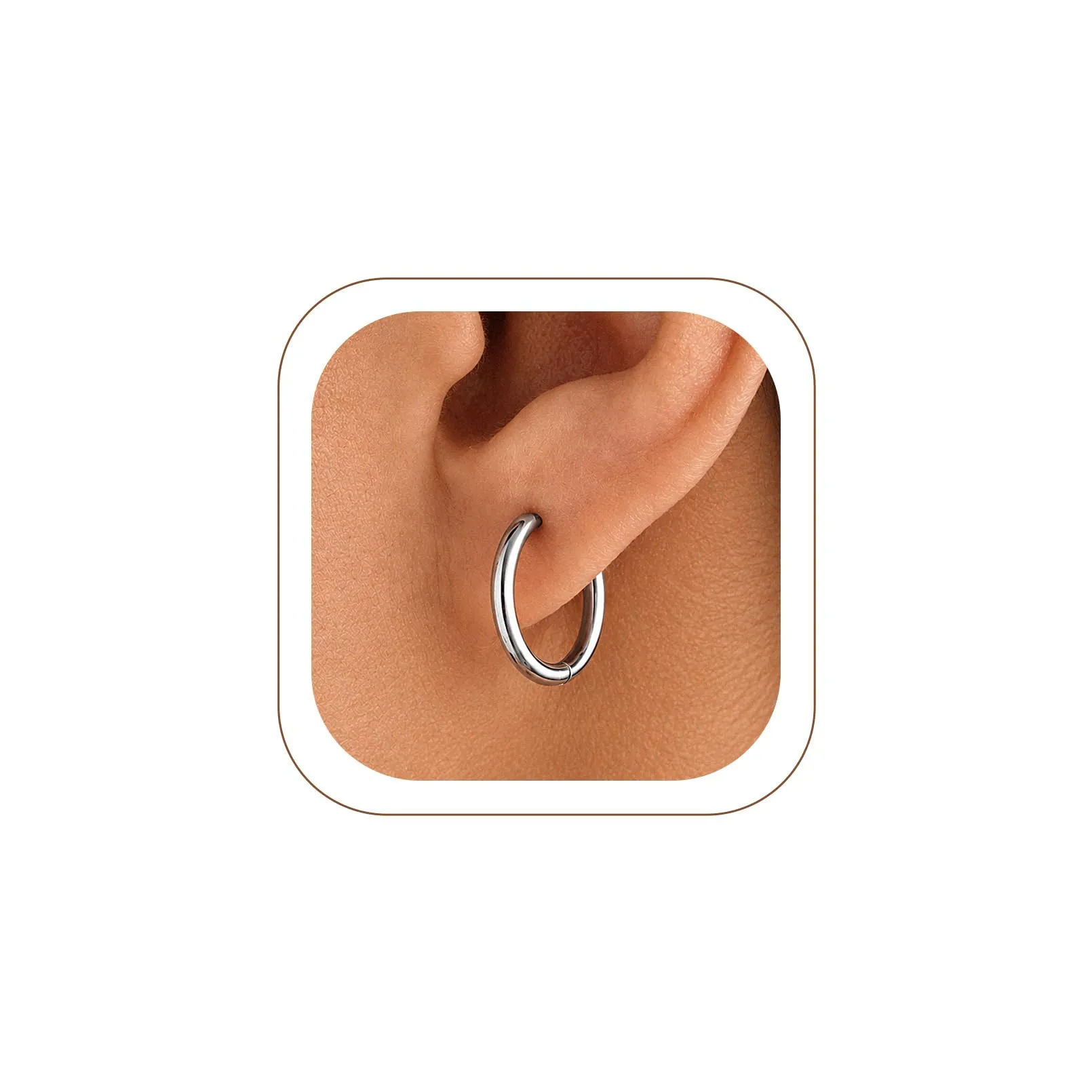 U7 Orecchini a Cerchio Donna 14mm Acciaio Inossidabile Larghezza 2mm - immagine 1