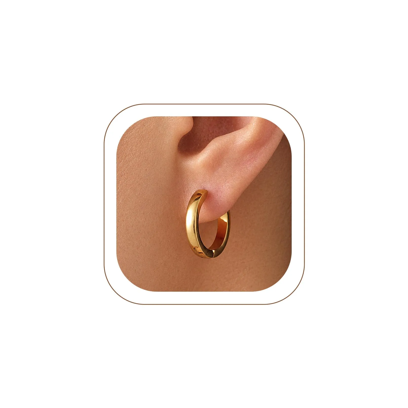 U7 Orecchini a Cerchio Uomo Oro, Acciaio Inossidabile, 14mm x 3mm - immagine 1