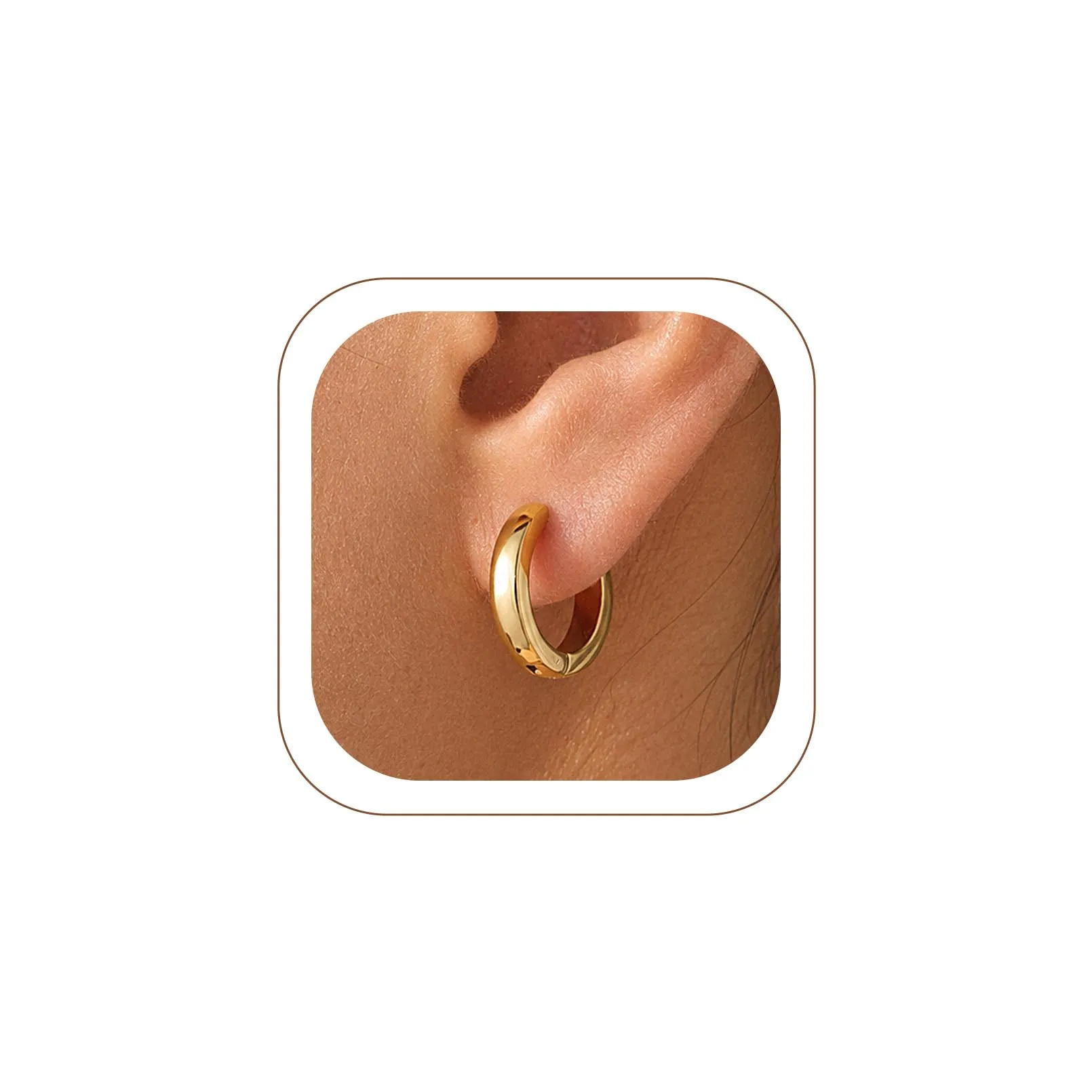 U7 Orecchini Uomo Oro Cerchio Piccolo 12 mm Acciaio Inossidabile Larghezza 3mm - immagine 1