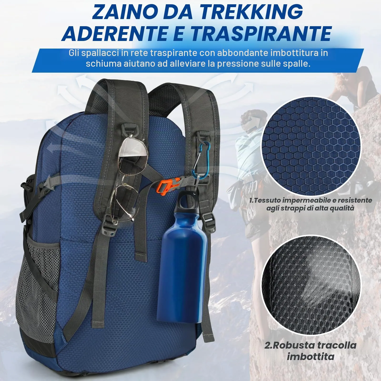 IGOLUMON Zaino Trekking 40 Litri Ultraleggero Pieghevole per Uomo e Donna - immagine 5