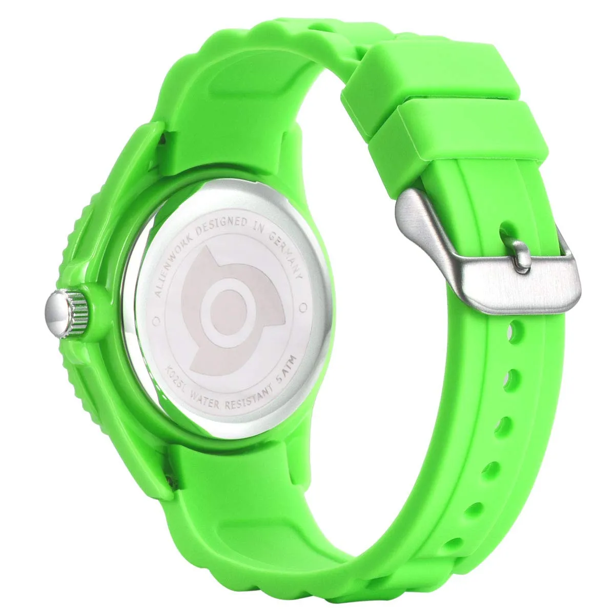 Alienwork Orologio di Apprendimento per Bambini, Verde, Bracciale in Silicone, Impermeabile 5 ATM - immagine 4