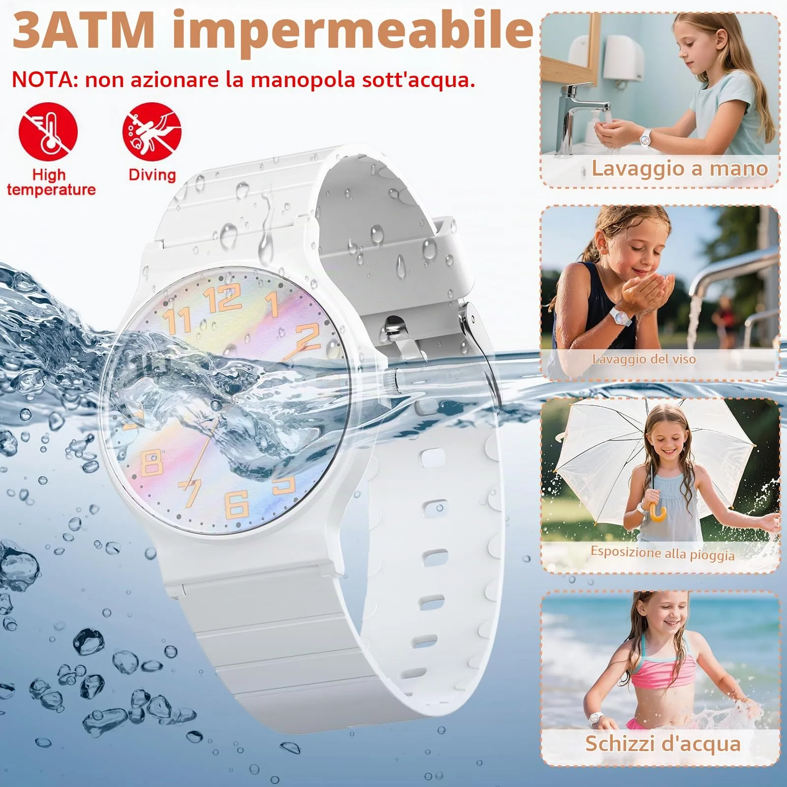 GUUMUXIN Orologio Analogico per Bambini, 30m Impermeabile, 4-12 Anni - immagine 2