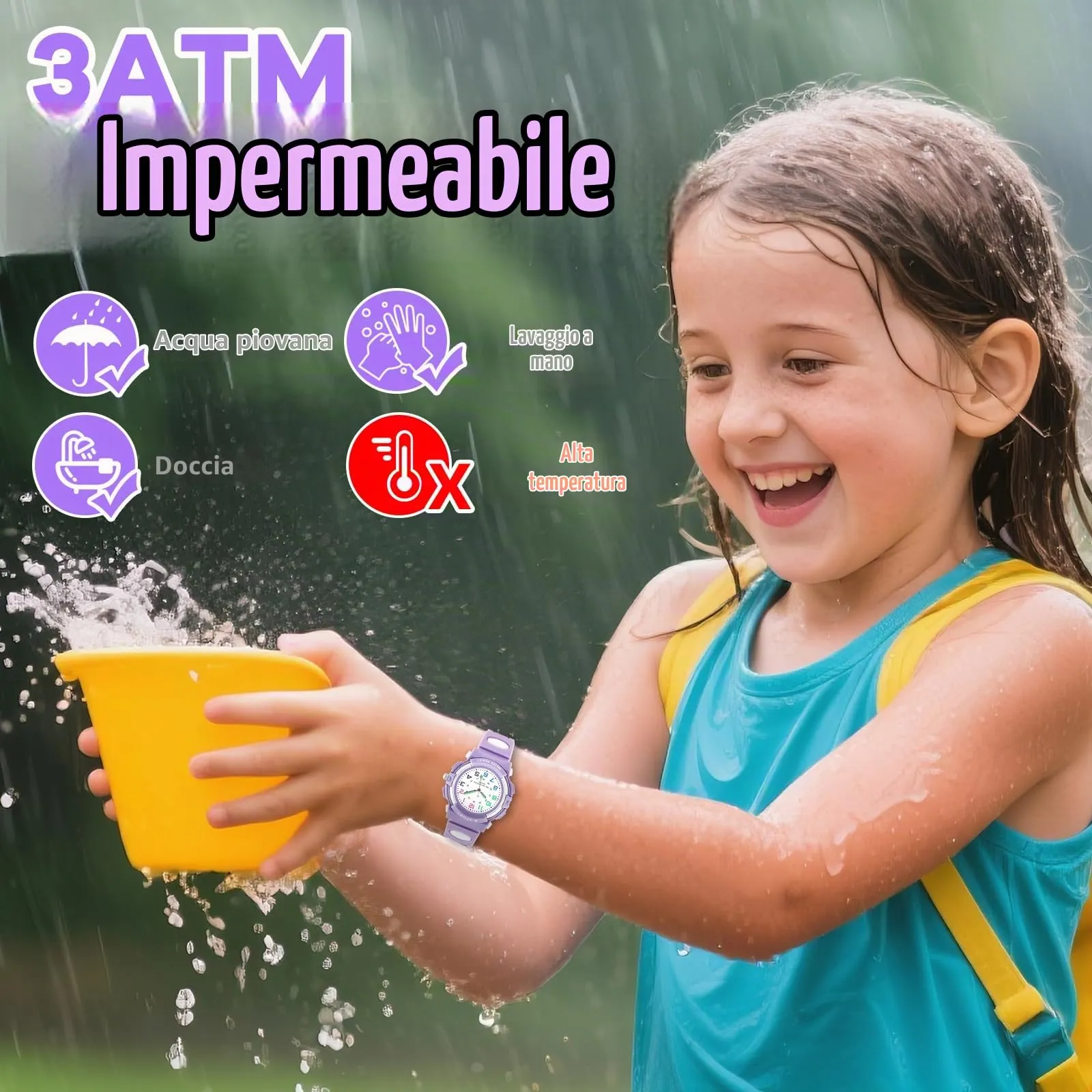 GUUMUXIN Orologio Analogico per Bambini, 30M Impermeabile, 4-12 Anni - immagine 2