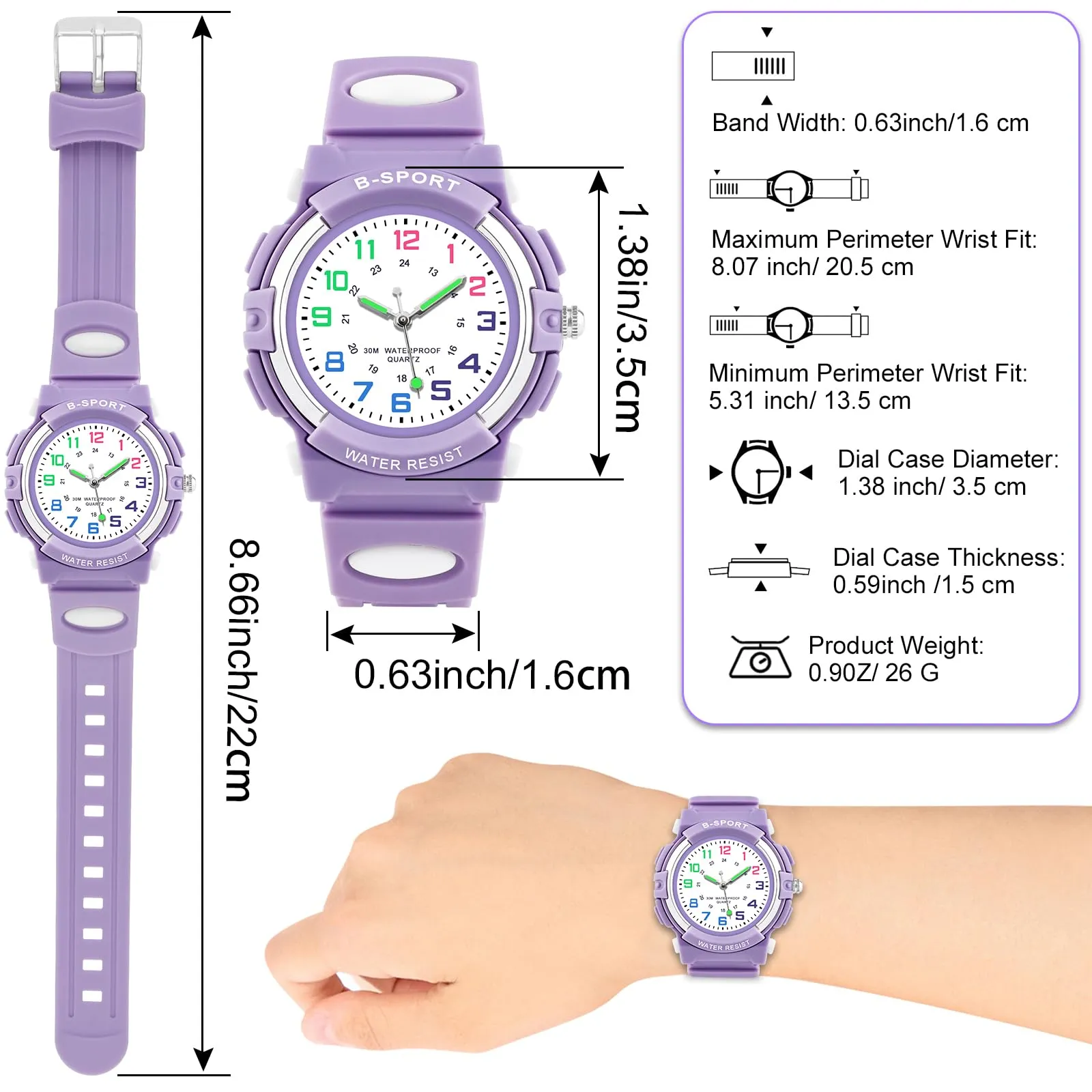 GUUMUXIN Orologio Analogico per Bambini, 30M Impermeabile, 4-12 Anni - immagine 3
