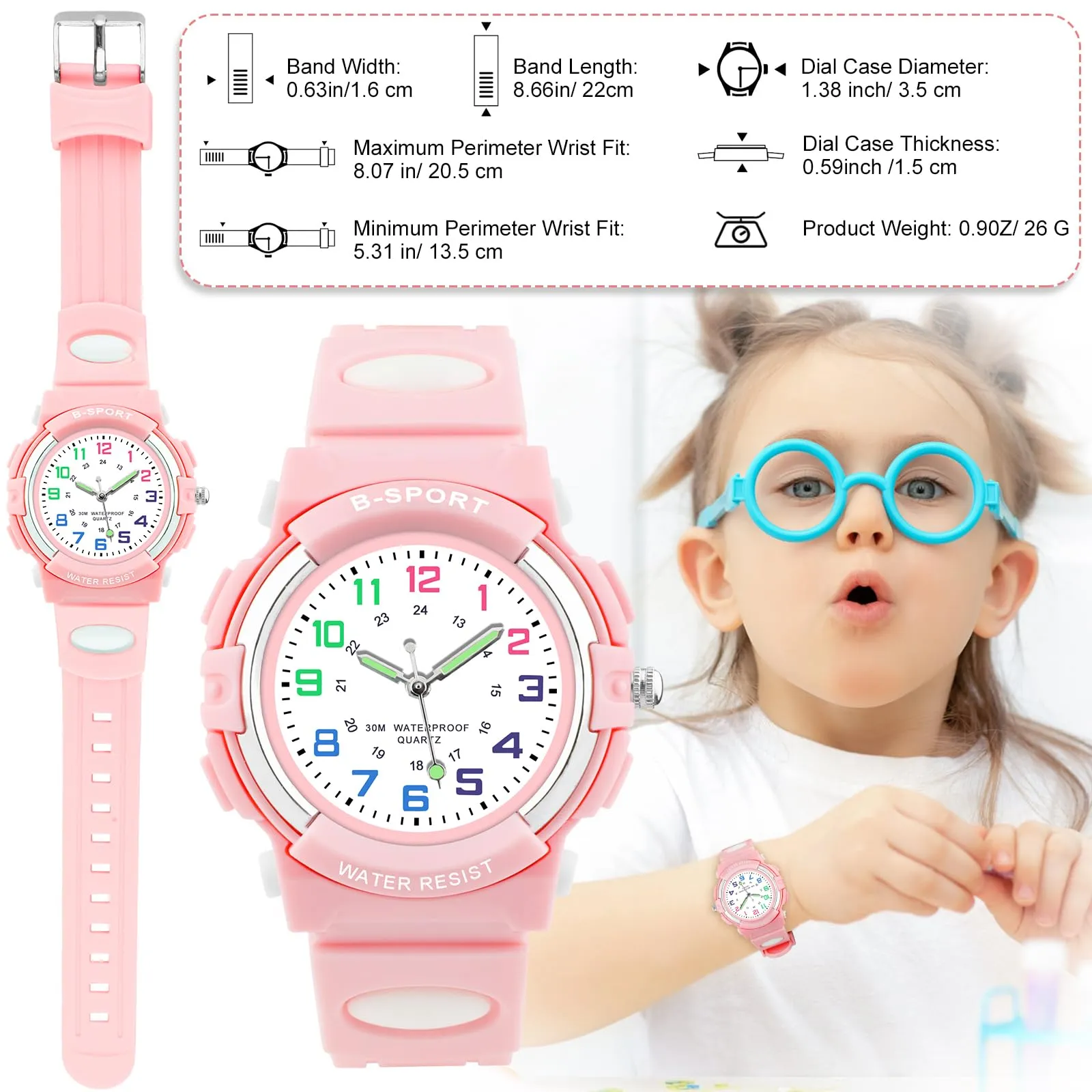 GUUMUXIN Orologio Analogico per Bambini, 30M Impermeabile, 4-12 Anni - immagine 2