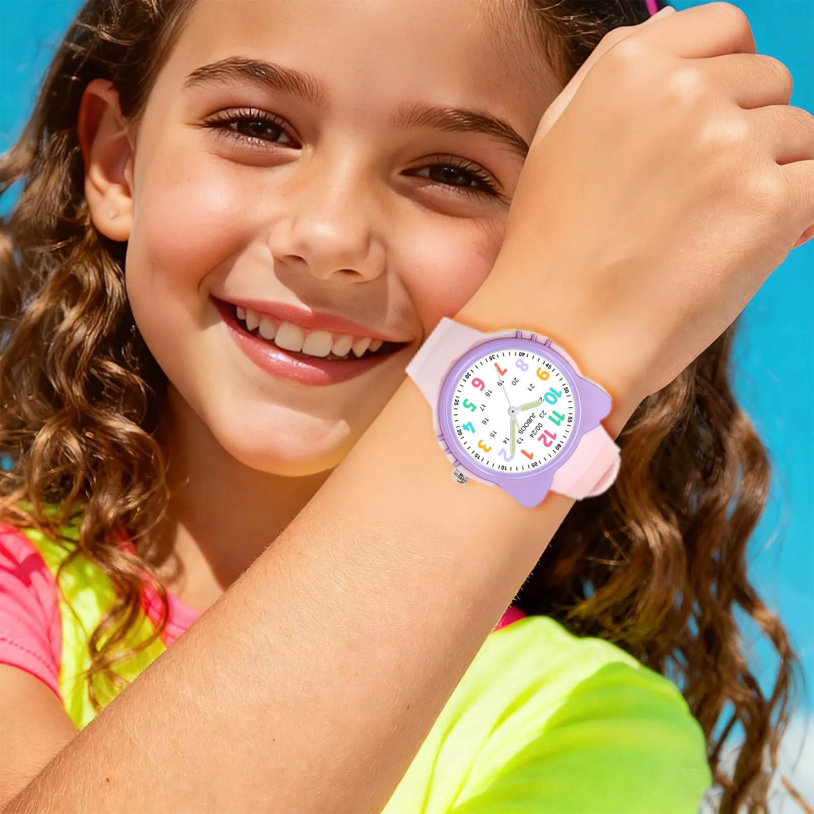 Juboos Orologio Analogico per Bambini a Tema Gatto, Impermeabile 3 ATM, Rosa - immagine 5