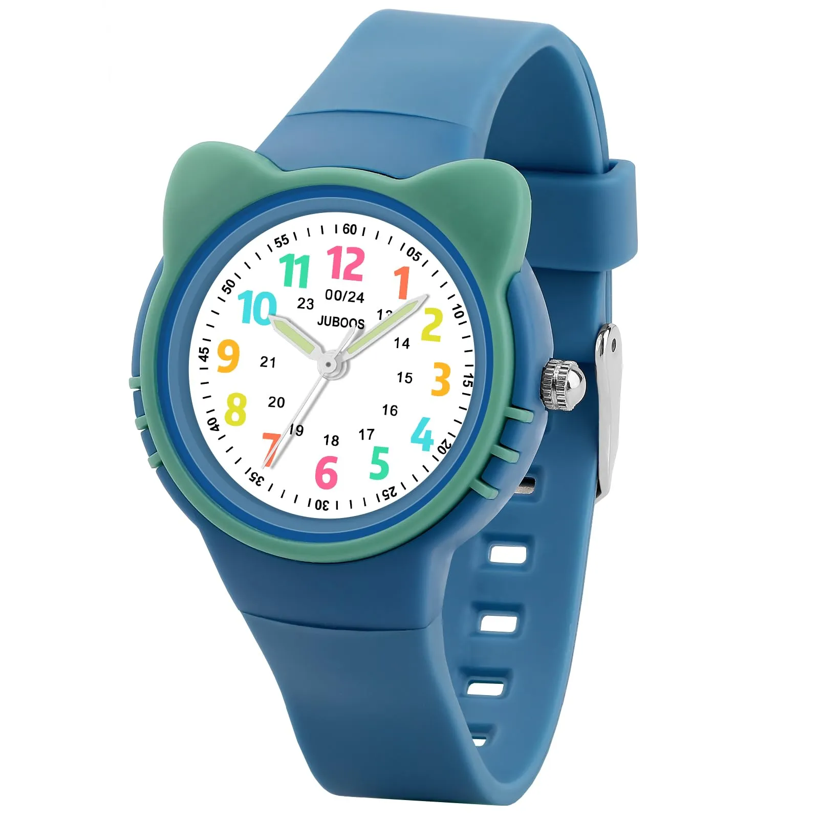 Juboos Orologio Analogico per Bambini con Gatto, Impermeabile 3 ATM, Blu - immagine 1
