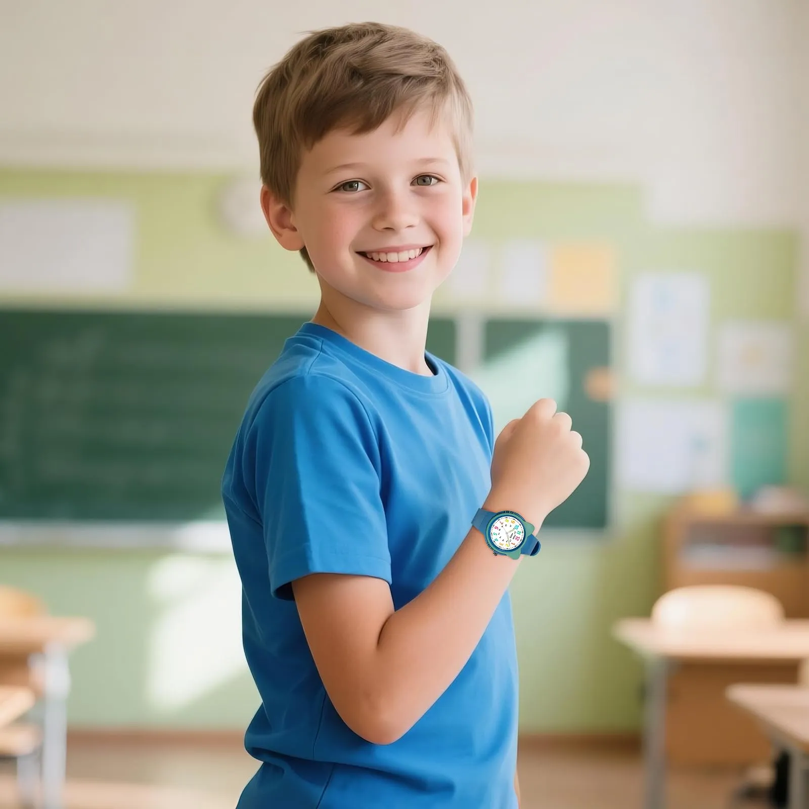 Juboos Orologio Analogico per Bambini con Gatto, Impermeabile 3 ATM, Blu - immagine 6