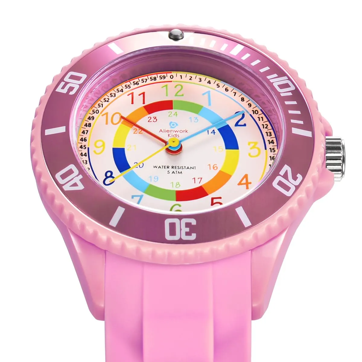 Alienwork Kids Orologio di Apprendimento, Bracciale in Silicone Pink Multicolore, Impermeabile 5 ATM - immagine 2