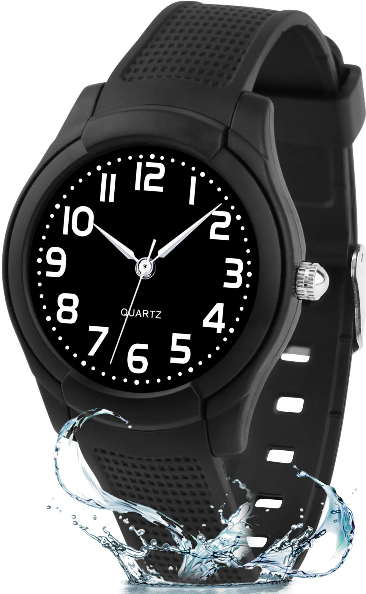 Juboos Orologio Analogico per Bambini e Bambine, Impermeabile 3 ATM, Design Gatto, Viola - immagine 1