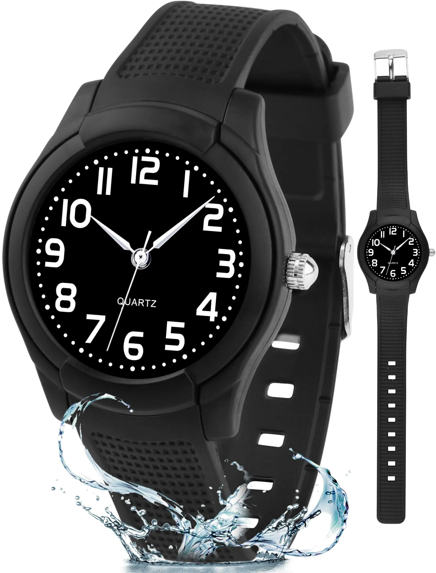 Juboos Orologio Analogico per Bambini e Bambine, Impermeabile 3 ATM, Design Gatto, Viola - immagine 3