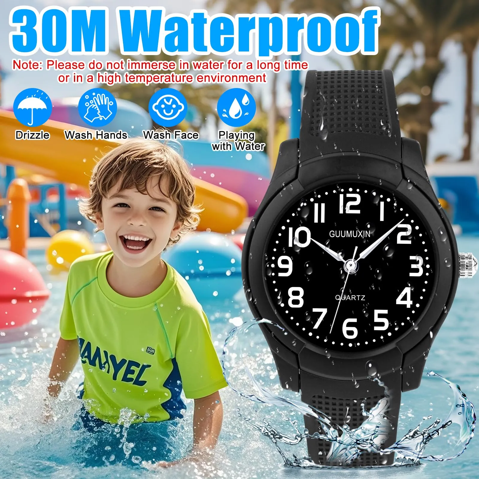 Juboos Orologio Analogico per Bambini e Bambine, Impermeabile 3 ATM, Design Gatto, Viola - immagine 4