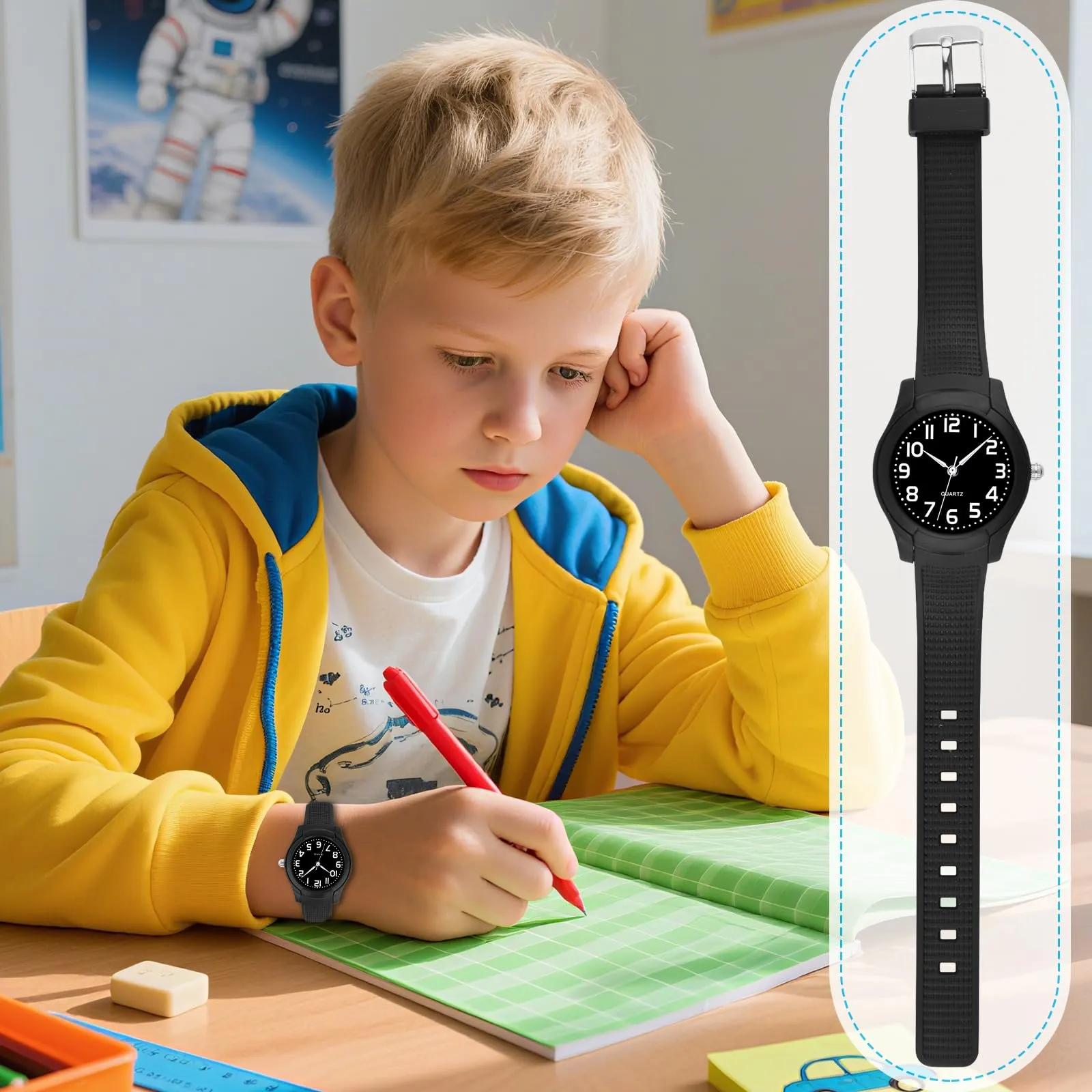 Juboos Orologio Analogico per Bambini e Bambine, Impermeabile 3 ATM, Design Gatto, Viola - immagine 8