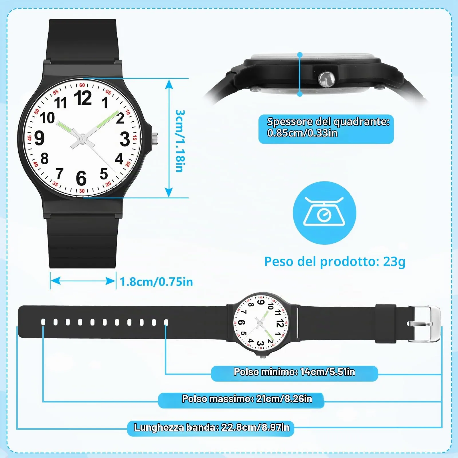 GUUMUXIN Orologio Analogico Bambini 30m Impermeabile - immagine 3