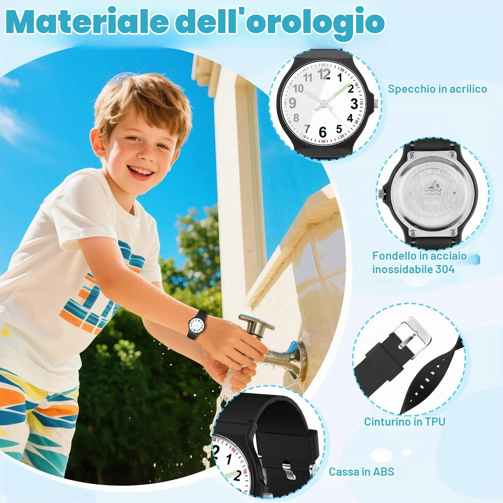 GUUMUXIN Orologio Analogico Bambini 30m Impermeabile - immagine 4