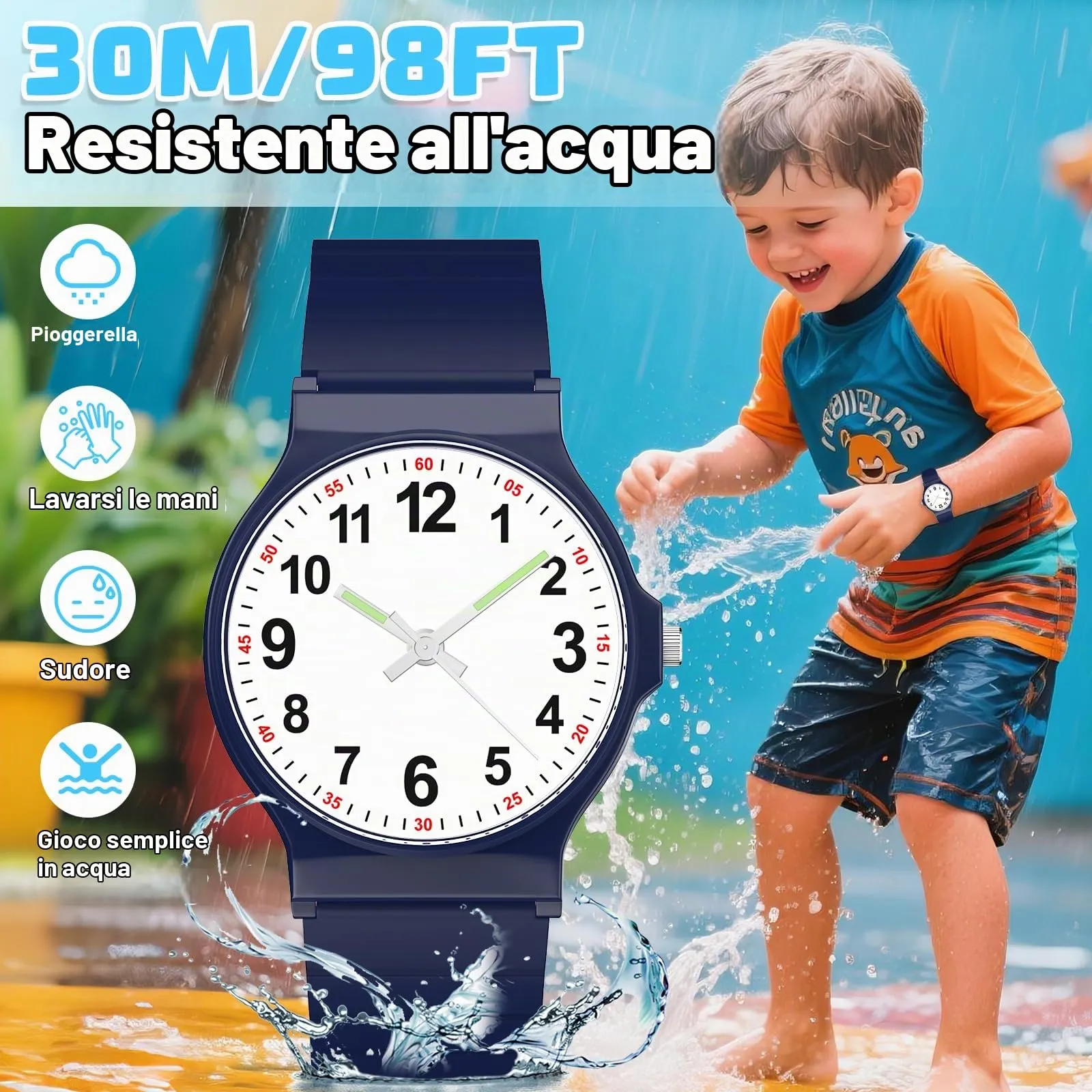 GUUMUXIN Orologio Analogico per Bambini, Impermeabile 30m, 4-12 Anni - immagine 2