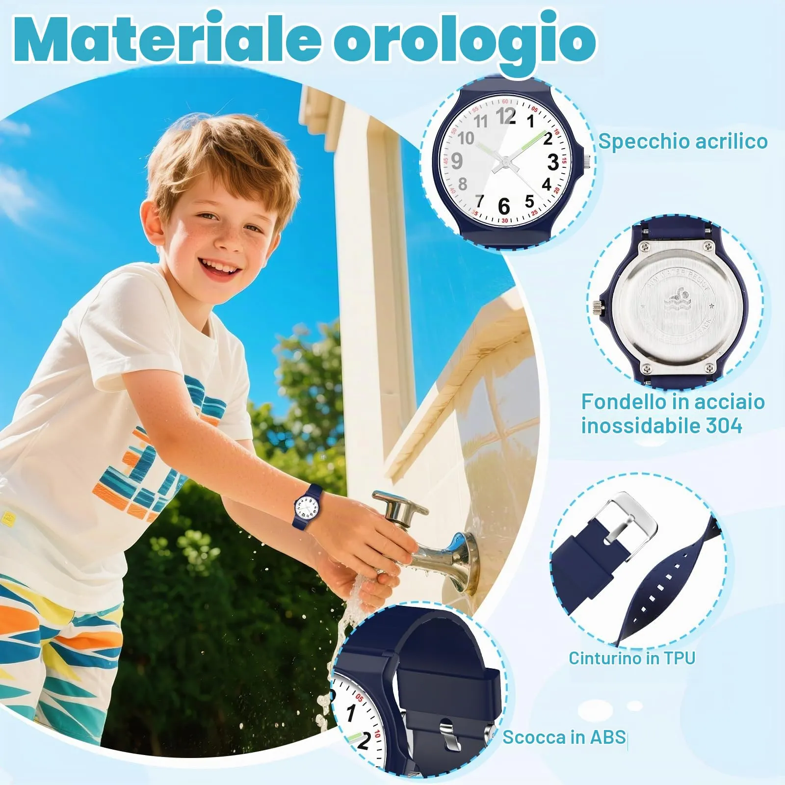 GUUMUXIN Orologio Analogico per Bambini, Impermeabile 30m, 4-12 Anni - immagine 4