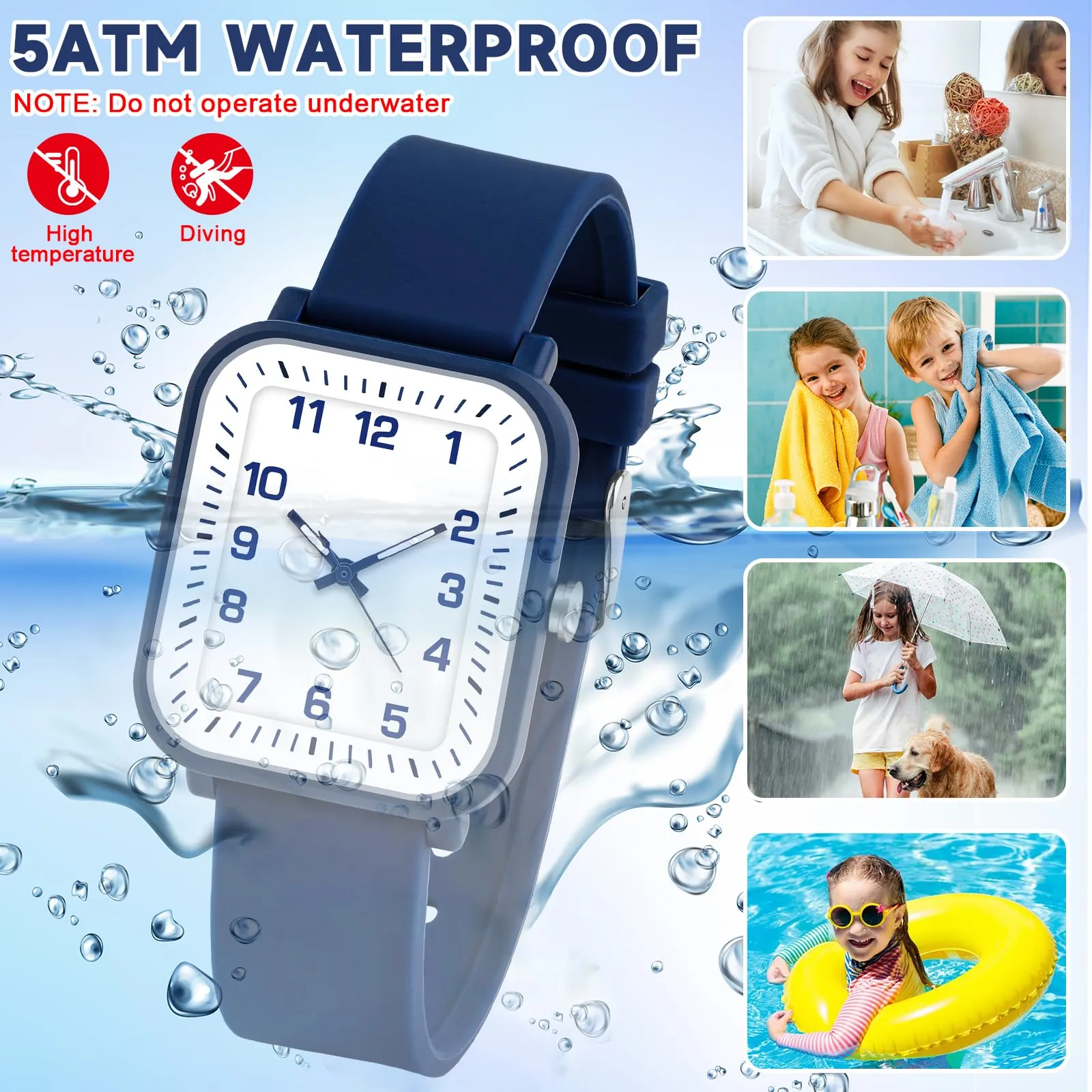 GUUMUXIN Orologio Bambini Impermeabile 50m Cinturino TPU 4-15 Anni - immagine 2