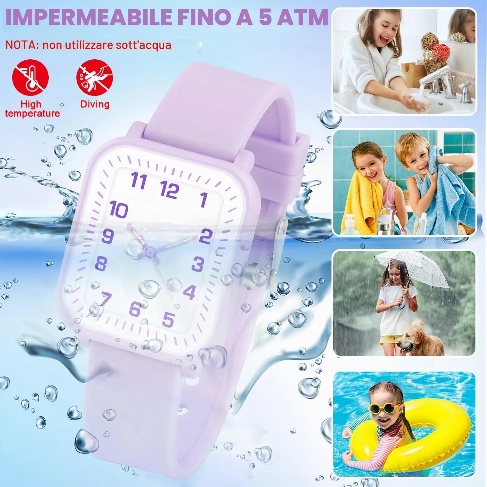 GUUMUXIN Orologio Bambini Impermeabile 50m Cinturino in TPU 4-15 Anni - immagine 3