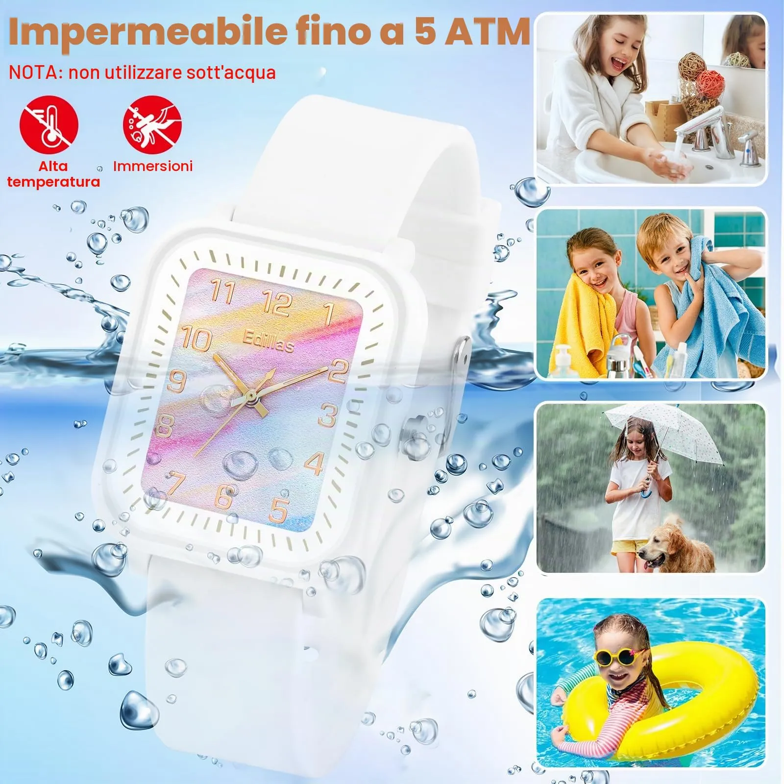 GUUMUXIN Orologio Bambini, Luci Colorate, Impermeabile, TPU, 4-12 Anni - immagine 3