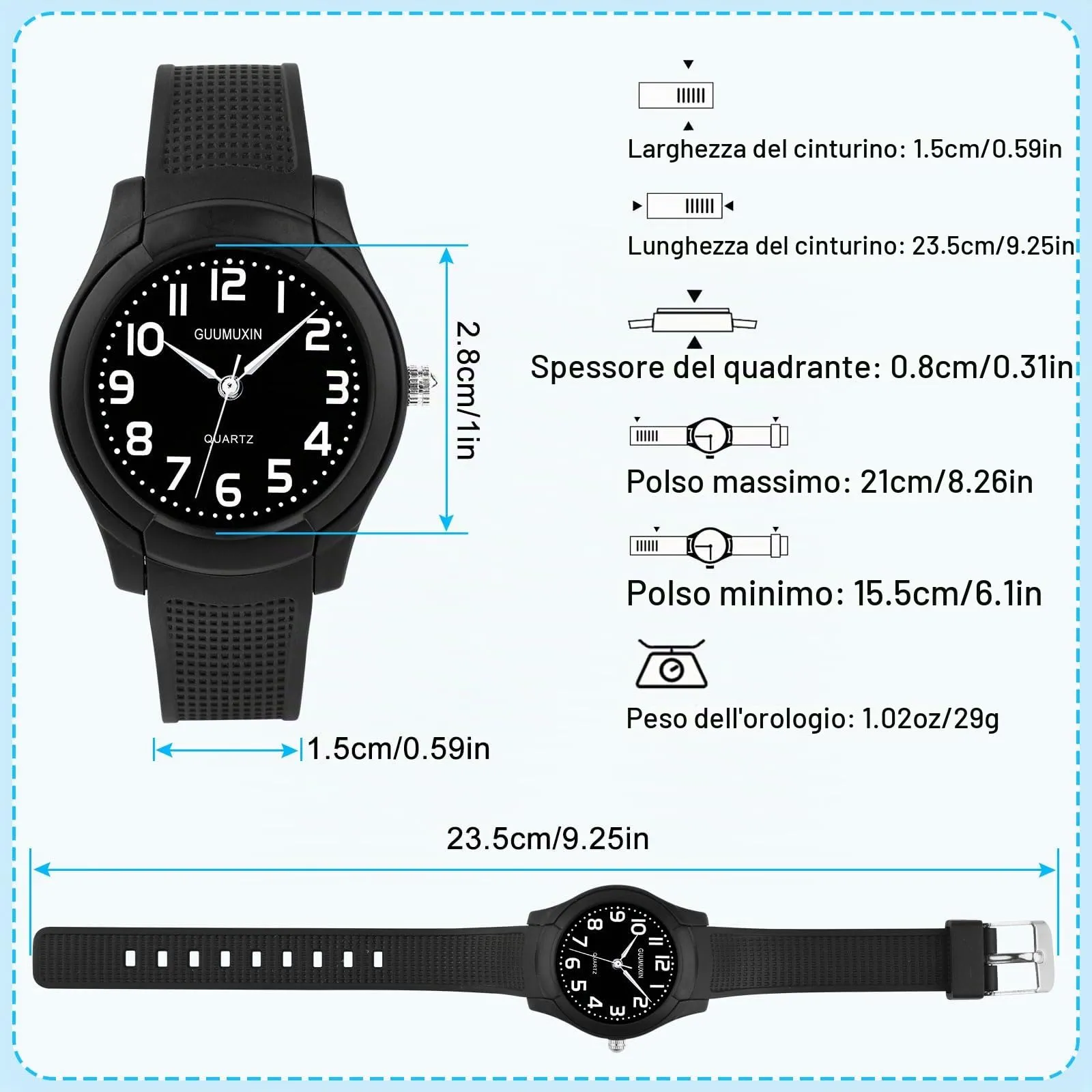 GUUMUXIN Orologio Analogico per Bambini 4-12 Anni, Impermeabile 30m, Cinturino TPU - immagine 7