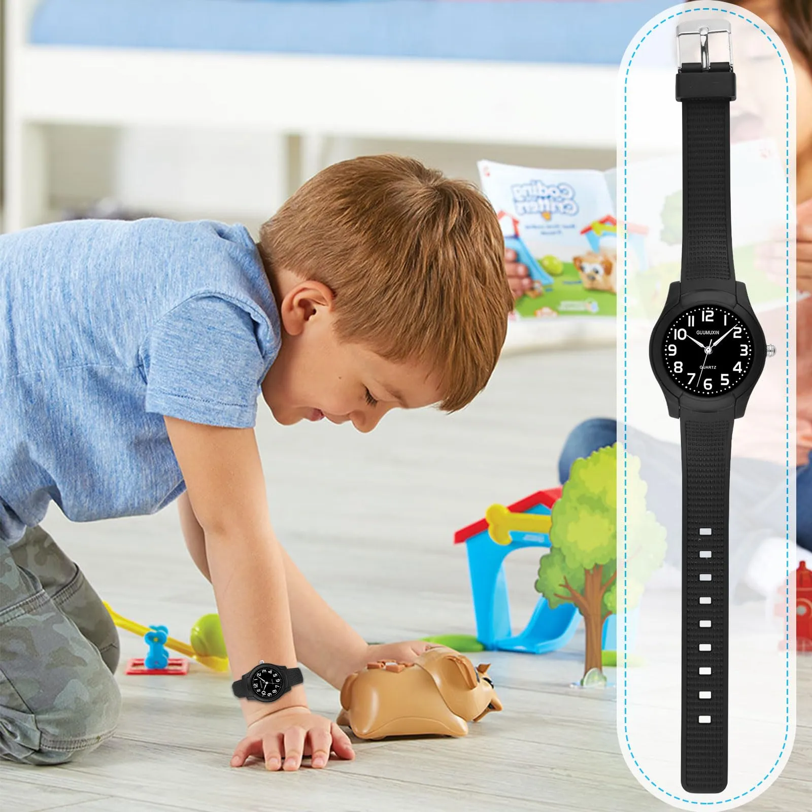 GUUMUXIN Orologio Analogico per Bambini 4-12 Anni, Impermeabile 30m, Cinturino TPU - immagine 9
