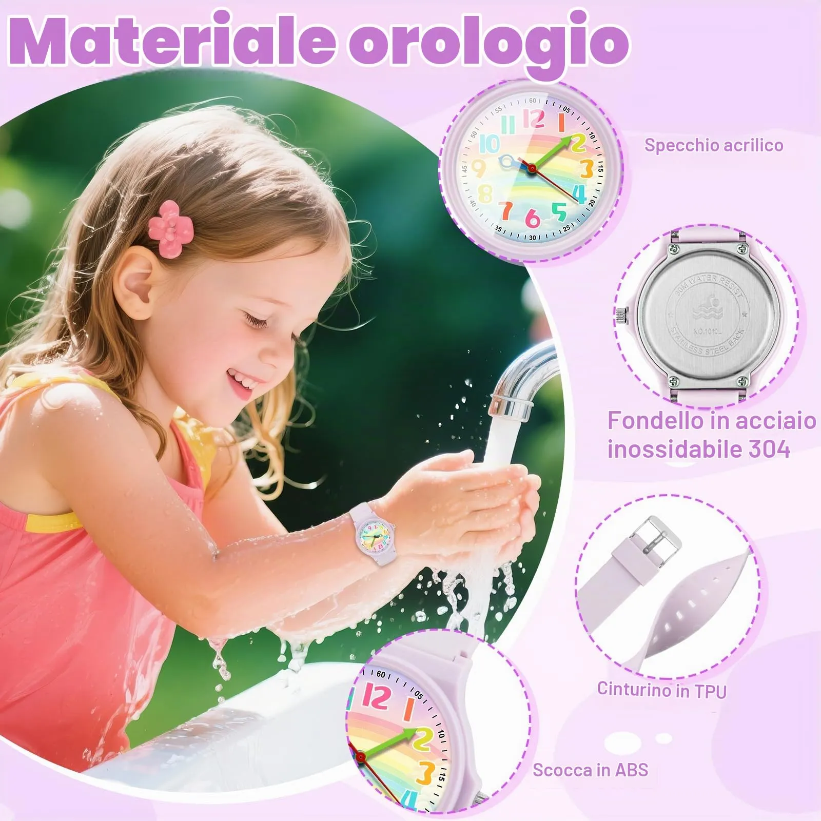 GUUMUXIN Orologio Analogico per Bambini, Impermeabile 30m, 4-12 Anni - immagine 3