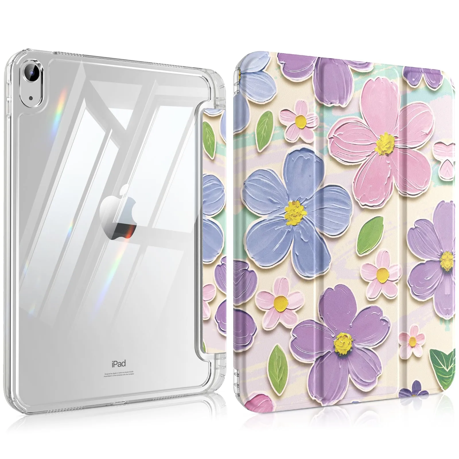 MoKo Case for iPad 11th Gen 11" (2025) and iPad 10th Gen 10.9" (2022), Pittura ad Olio di Fiori - immagine 1