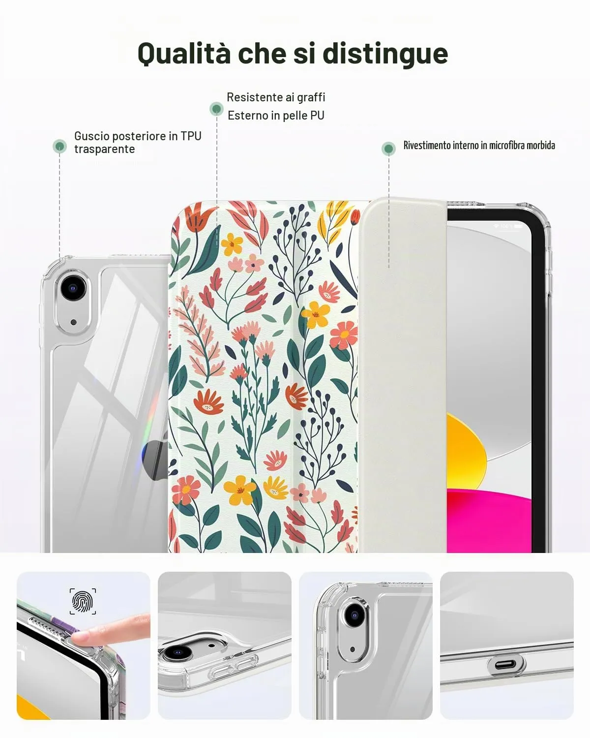 MoKo Custodia per iPad 11ª Gen 11" e iPad 10ª Gen 10.9", Fiori - immagine 6