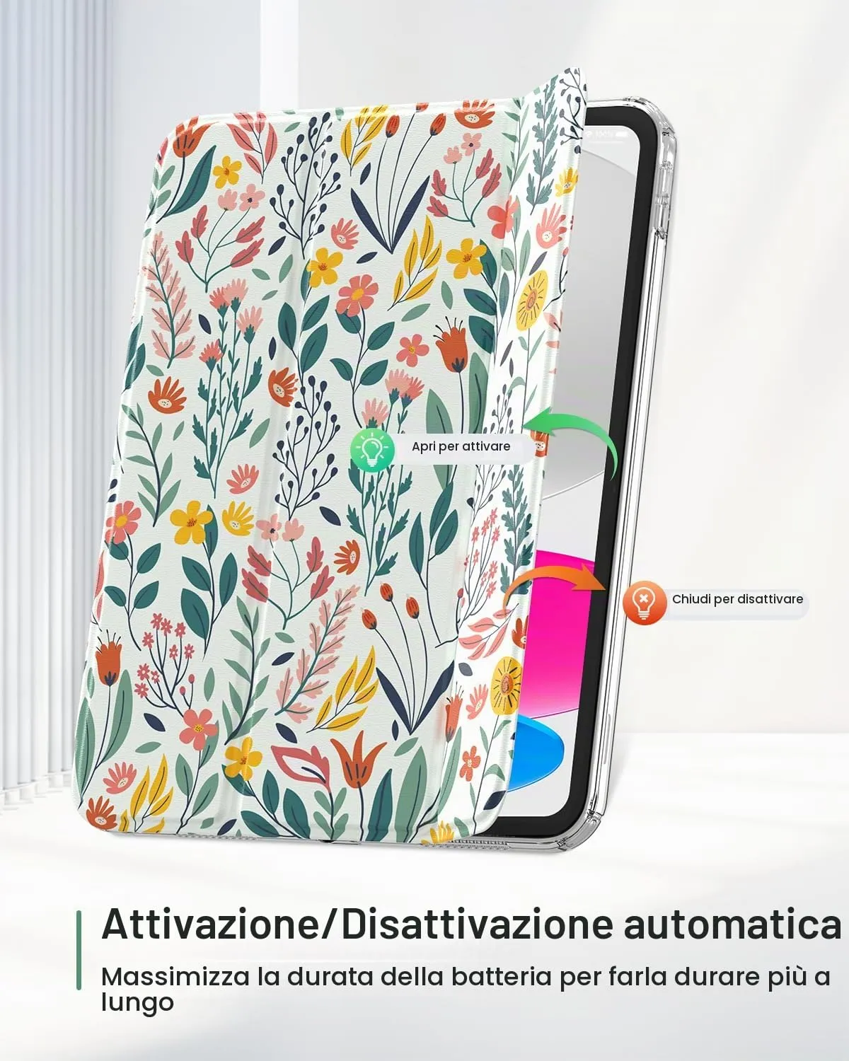 MoKo Custodia per iPad 11ª Gen 11" e iPad 10ª Gen 10.9", Fiori - immagine 7
