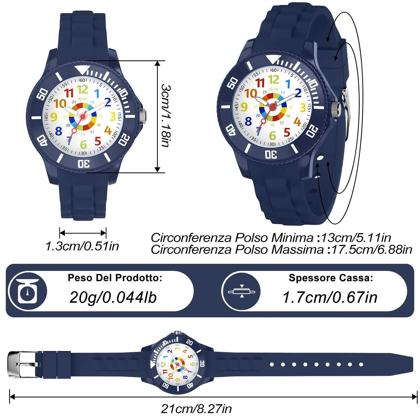 Juboos Orologio Analogico Bambini QB01 Impermeabile 30M Antiuerto Cinturino in Silicone per 3-12 Anni - immagine 3