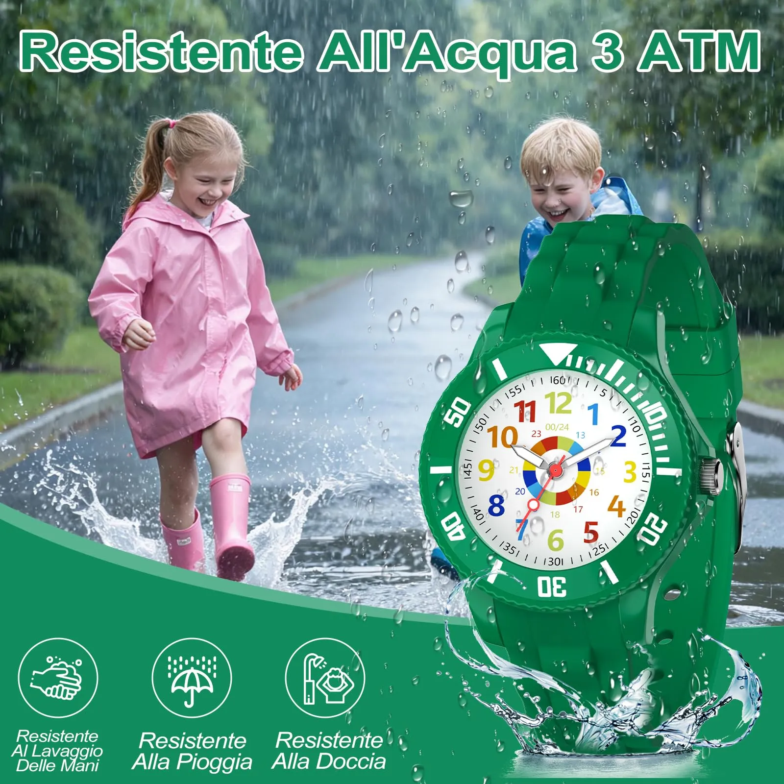 Juboos Orologio Analogico per Bambini 3-12 Anni, Impermeabile 30M, Antiuerto, Cinturino in Silicone, QB01 - immagine 2