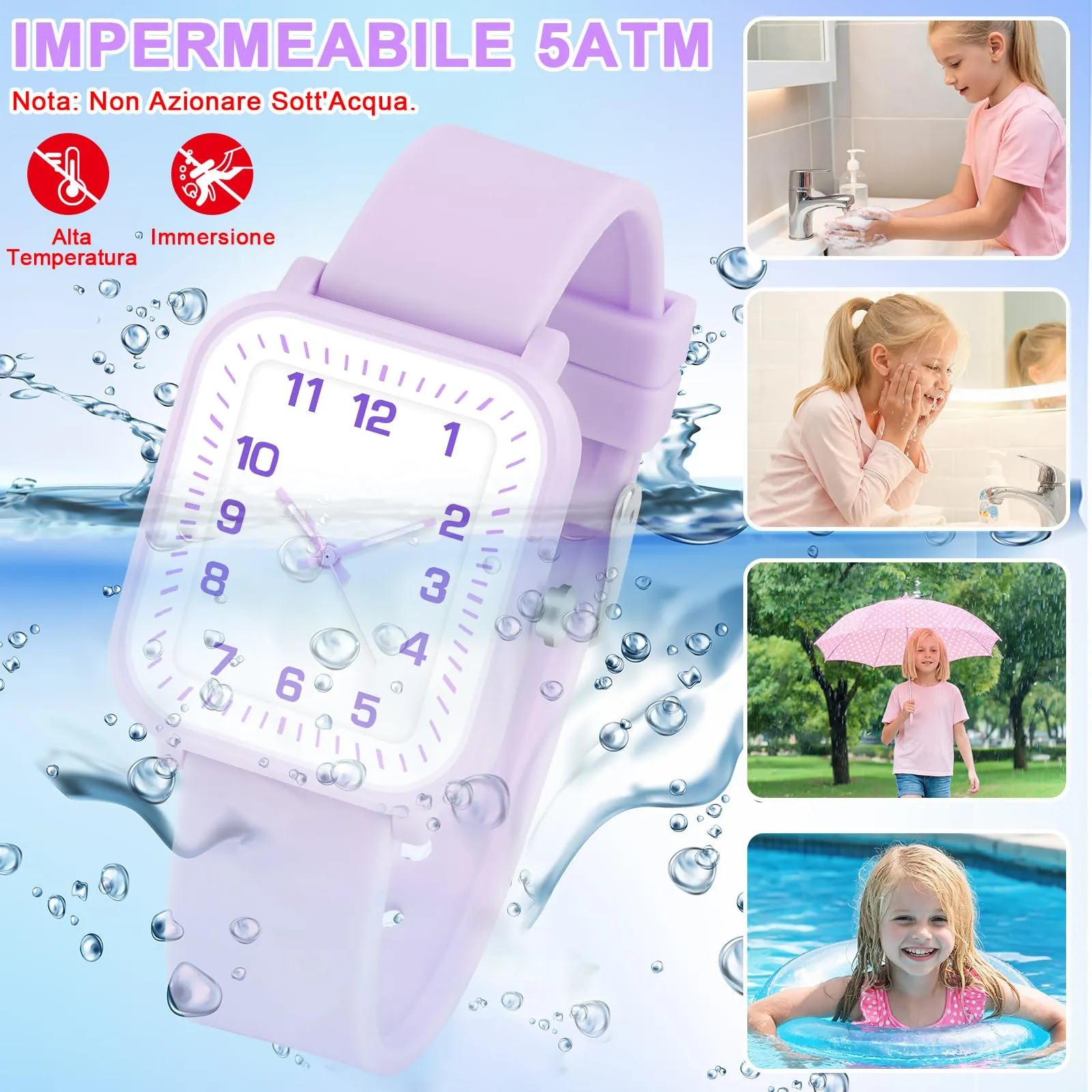 Juboos Orologio Analogico per Bambini e Ragazzi, Impermeabile 50m, 7-18 Anni - immagine 2