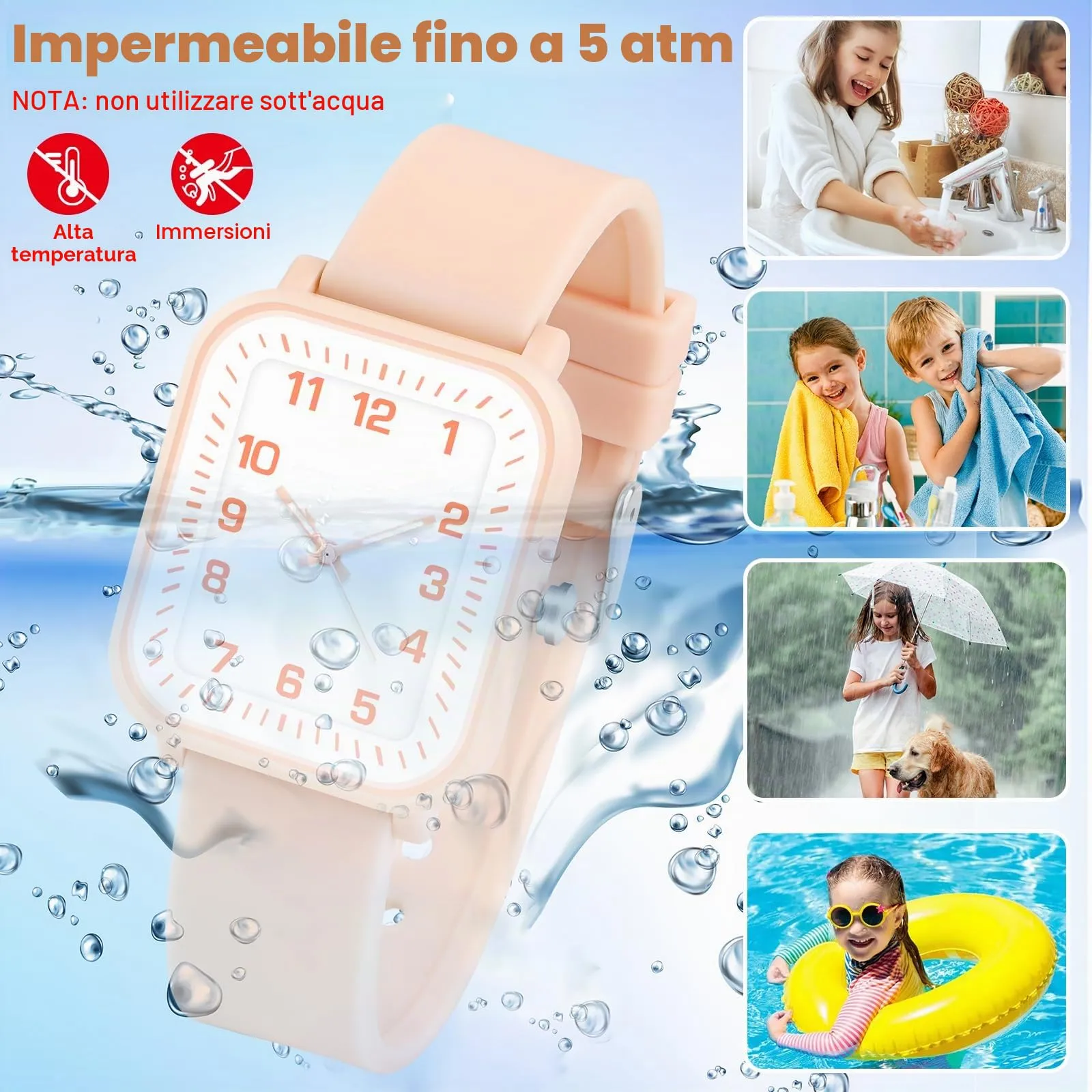 GUUMUXIN Orologio Bambini Impermeabile 50m in TPU per Bambini 4-15 Anni - immagine 2