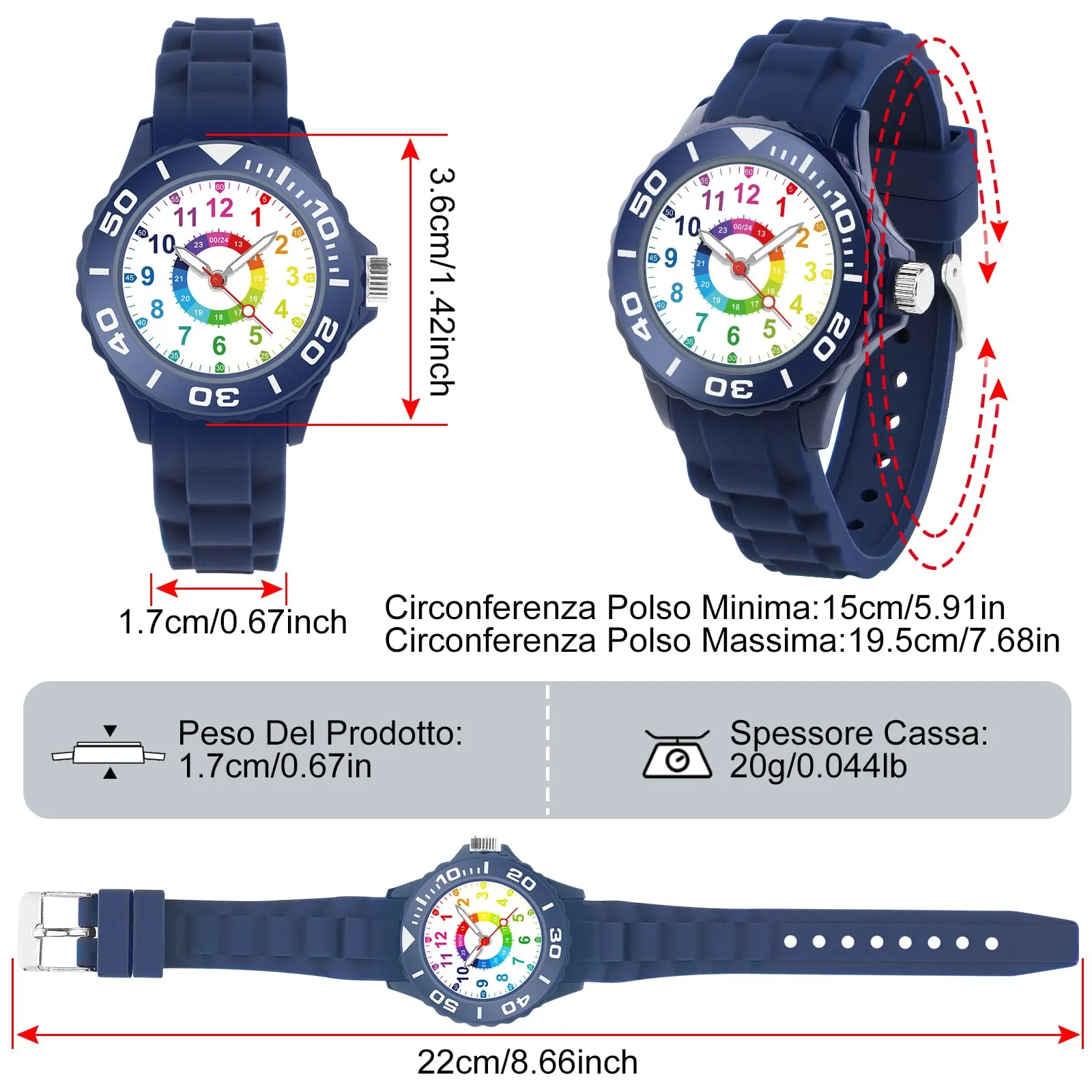 Juboos W35 Orologio Bambini Analogico, Cinturino in Silicone, Impermeabile 3ATM, 5-15 Anni - immagine 3