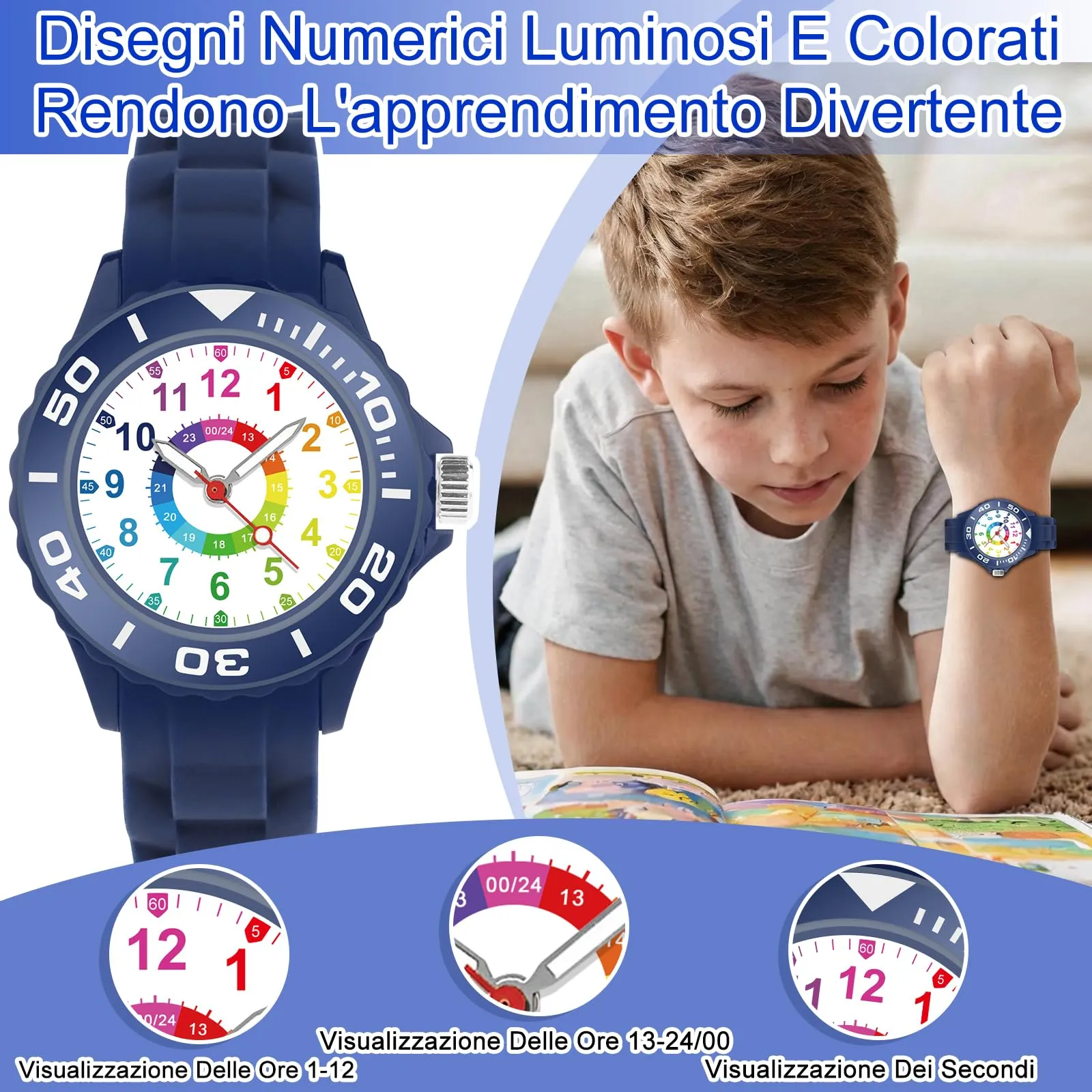 Juboos W35 Orologio Bambini Analogico, Cinturino in Silicone, Impermeabile 3ATM, 5-15 Anni - immagine 4