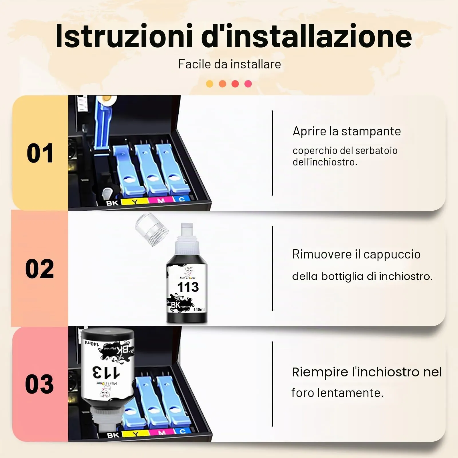 Miss Deer 113 Inchiostro Compatibile per Epson EcoTank ET-5100 ET-5150 ET-5160 ET-5170 ET-5800 ET-5850 ET-15000 ET-16150 ET-16600 ET-16650 (2BK/1C/1M/1Y) - immagine 6