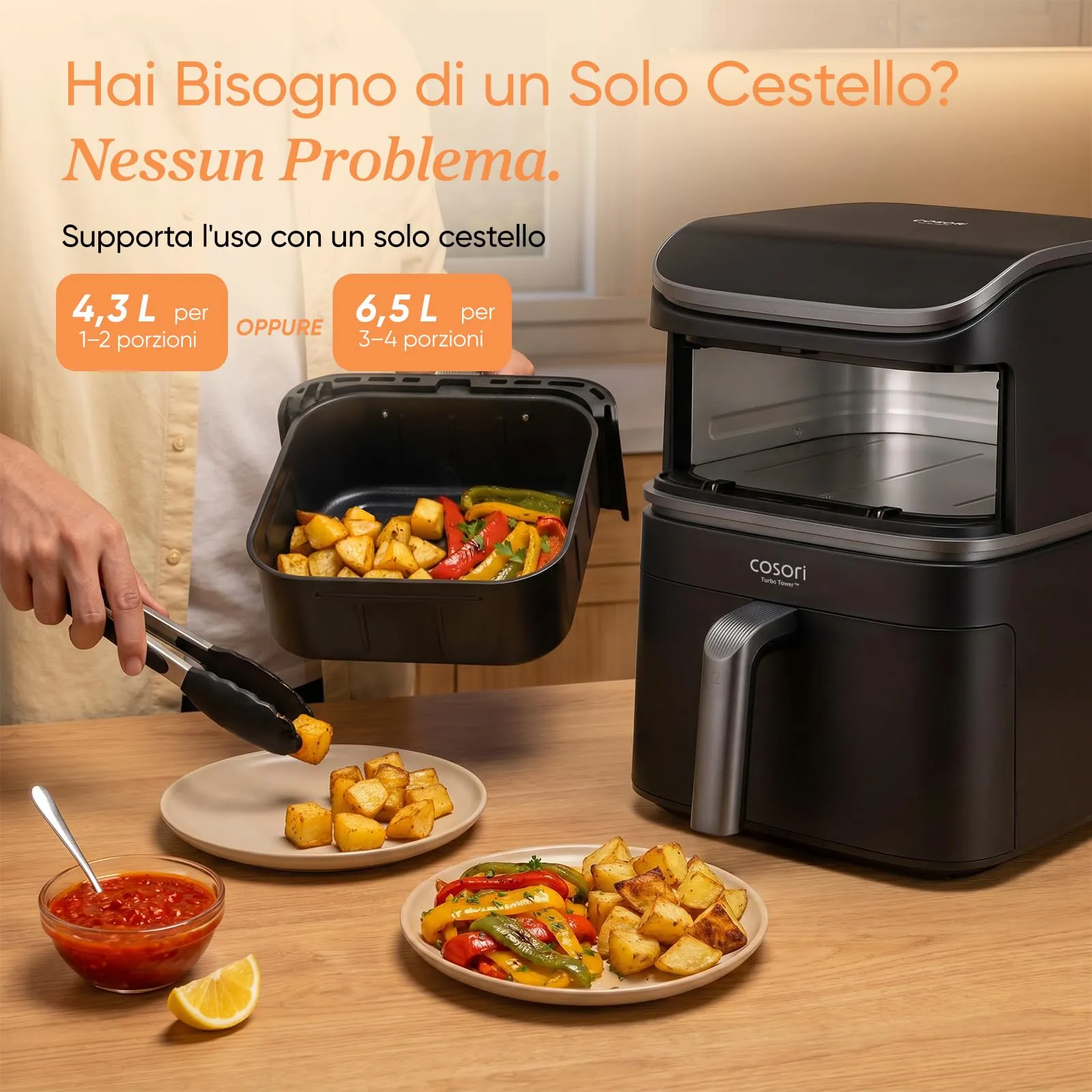 Cosori Turbo Tower Friggitrice ad Aria 10,8 Litri, 2 Motori DC, CAF-DC111-AIT - immagine 3