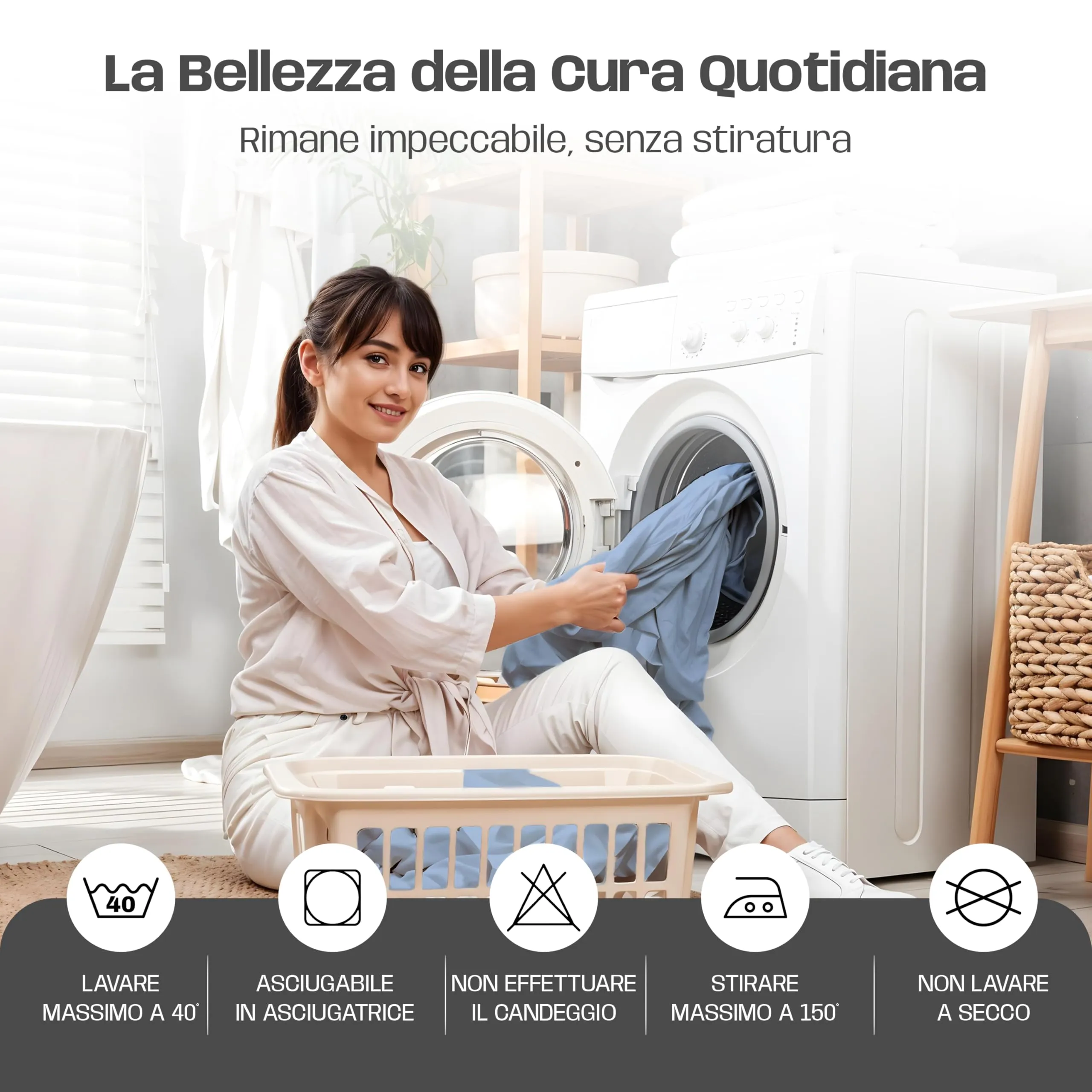 Narciso Completo Letto Singolo 100% Cotone, Lenzuolo Sotto con Angoli 90x200, Lenzuolo Sopra 150x290, Federa 50x80cm (Azzurro) - immagine 6